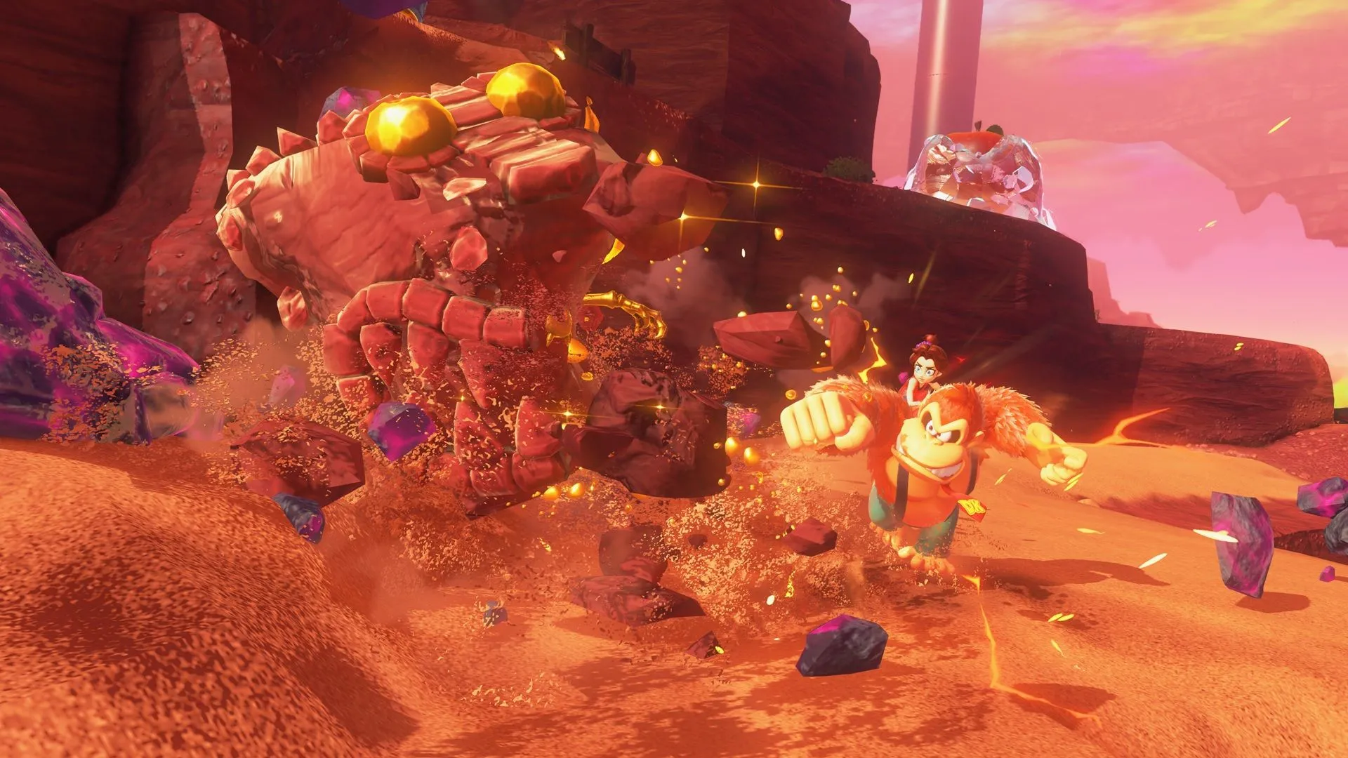 Gameplay co-op của Donkey Kong Bananza với Donkey Kong và Pauline trên Nintendo Switch 2