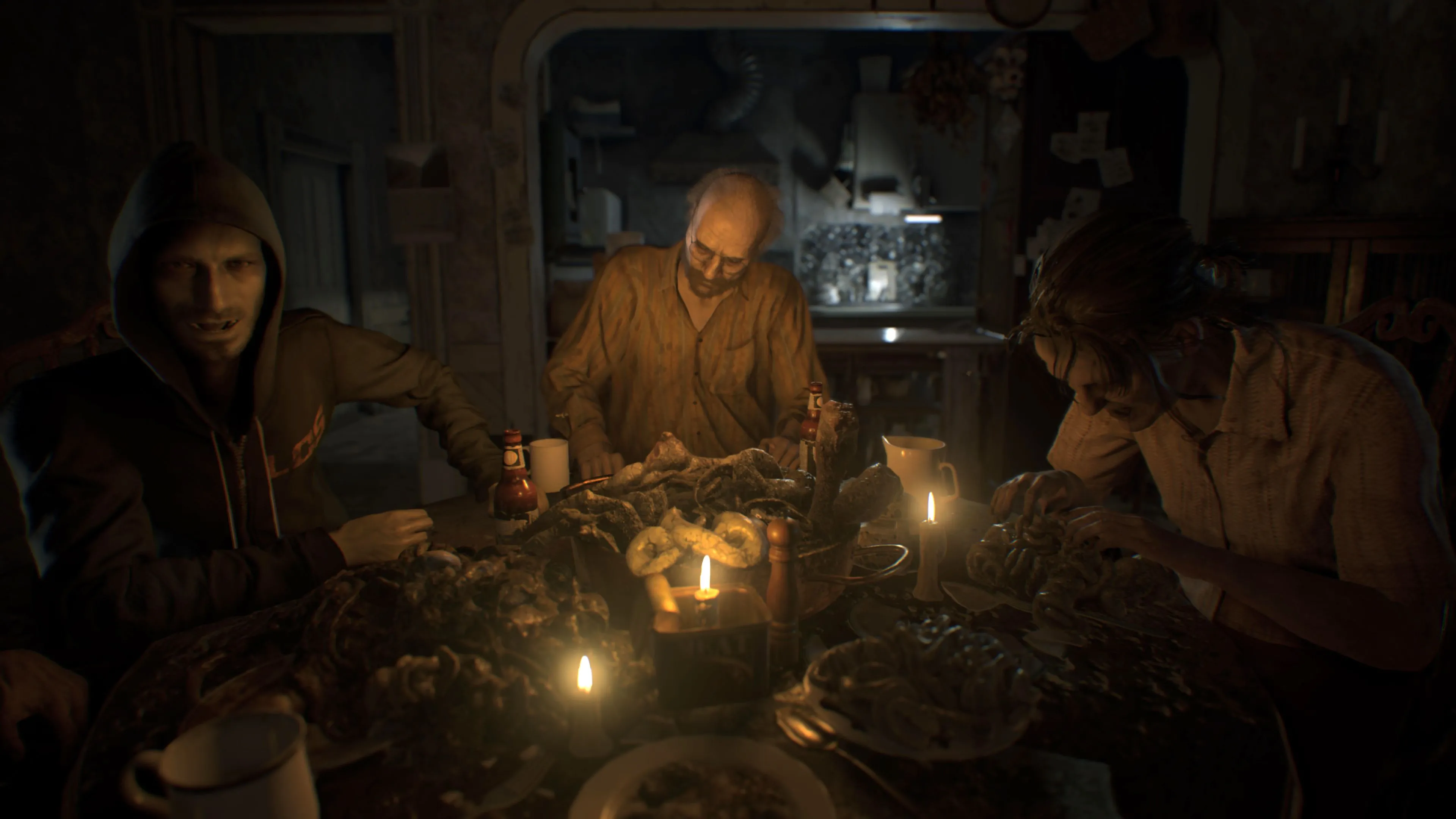 Gia đình Baker đáng sợ trong phân cảnh bữa tối từ game kinh dị Resident Evil 7