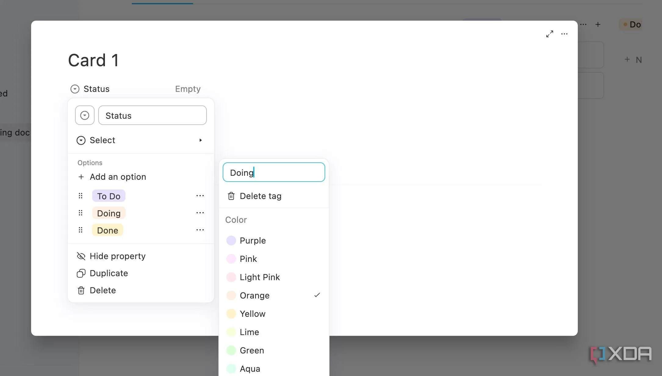 Giao diện AppFlowy với bảng Kanban quản lý dự án và các tác vụ