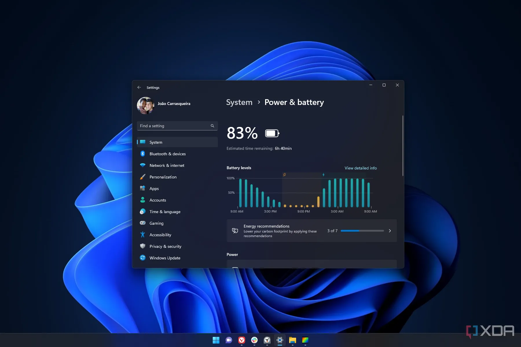 Giao diện cài đặt quản lý pin trên Windows 11, một tính năng quan trọng cho laptop