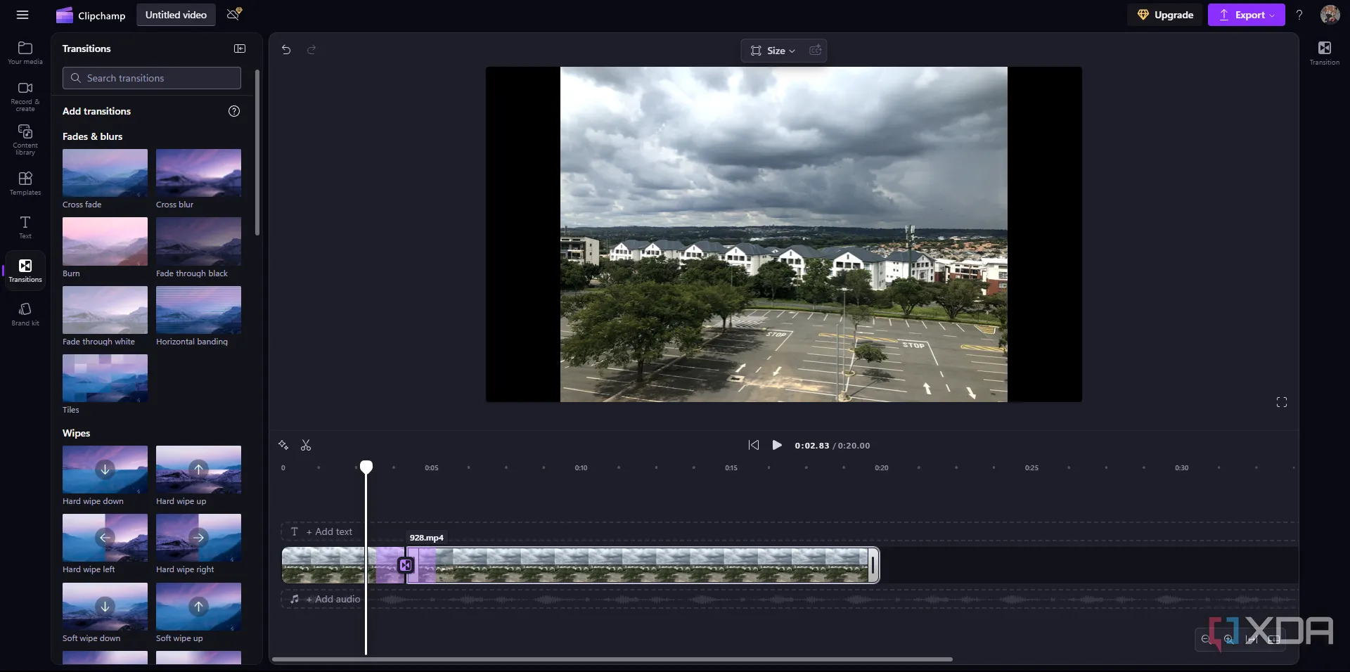 Giao diện chỉnh sửa video chuyên nghiệp của Clipchamp