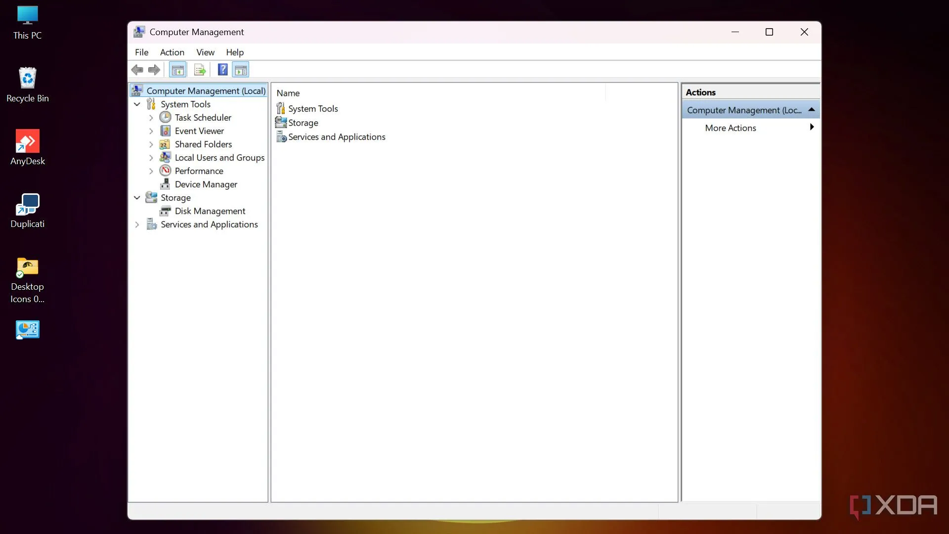 Giao diện Computer Management trên Windows, tập hợp các công cụ quản lý hệ thống