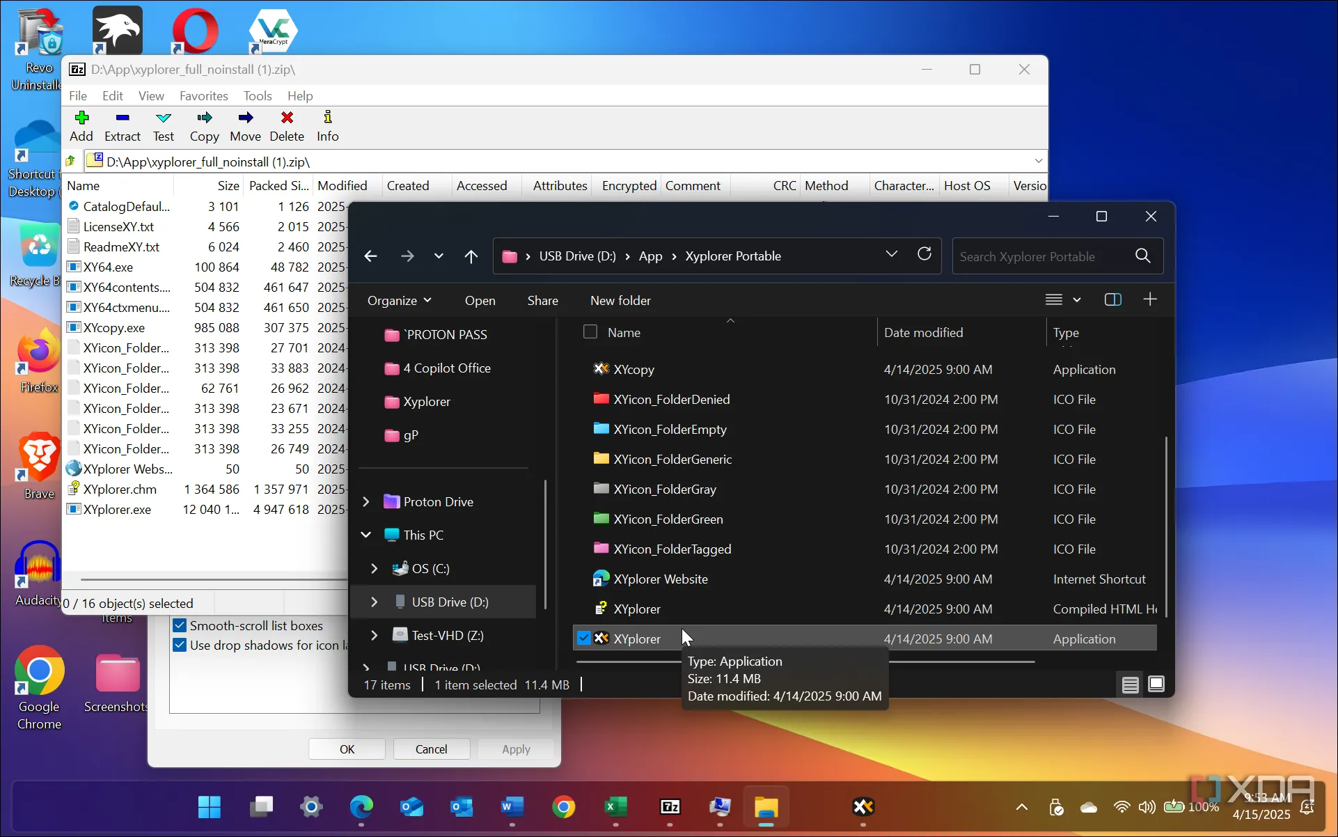 Giao diện của phiên bản di động (portable) của XYplorer chạy trên hệ điều hành Windows