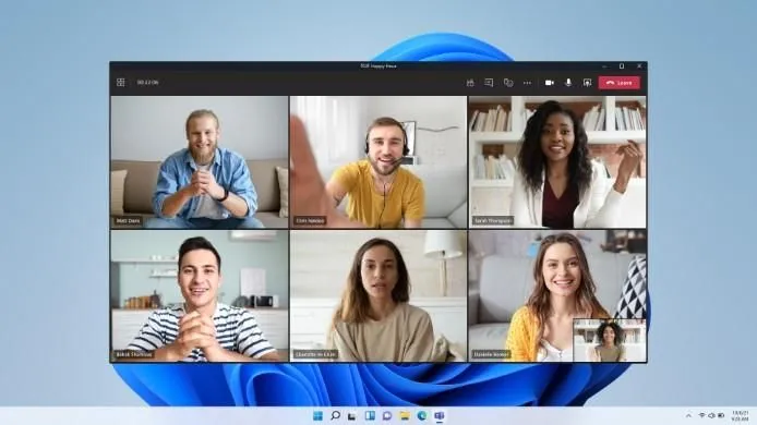 Giao diện cuộc họp Microsoft Teams trên Windows 11 với không gian hiển thị cho tính năng hẹn giờ sắp ra mắt
