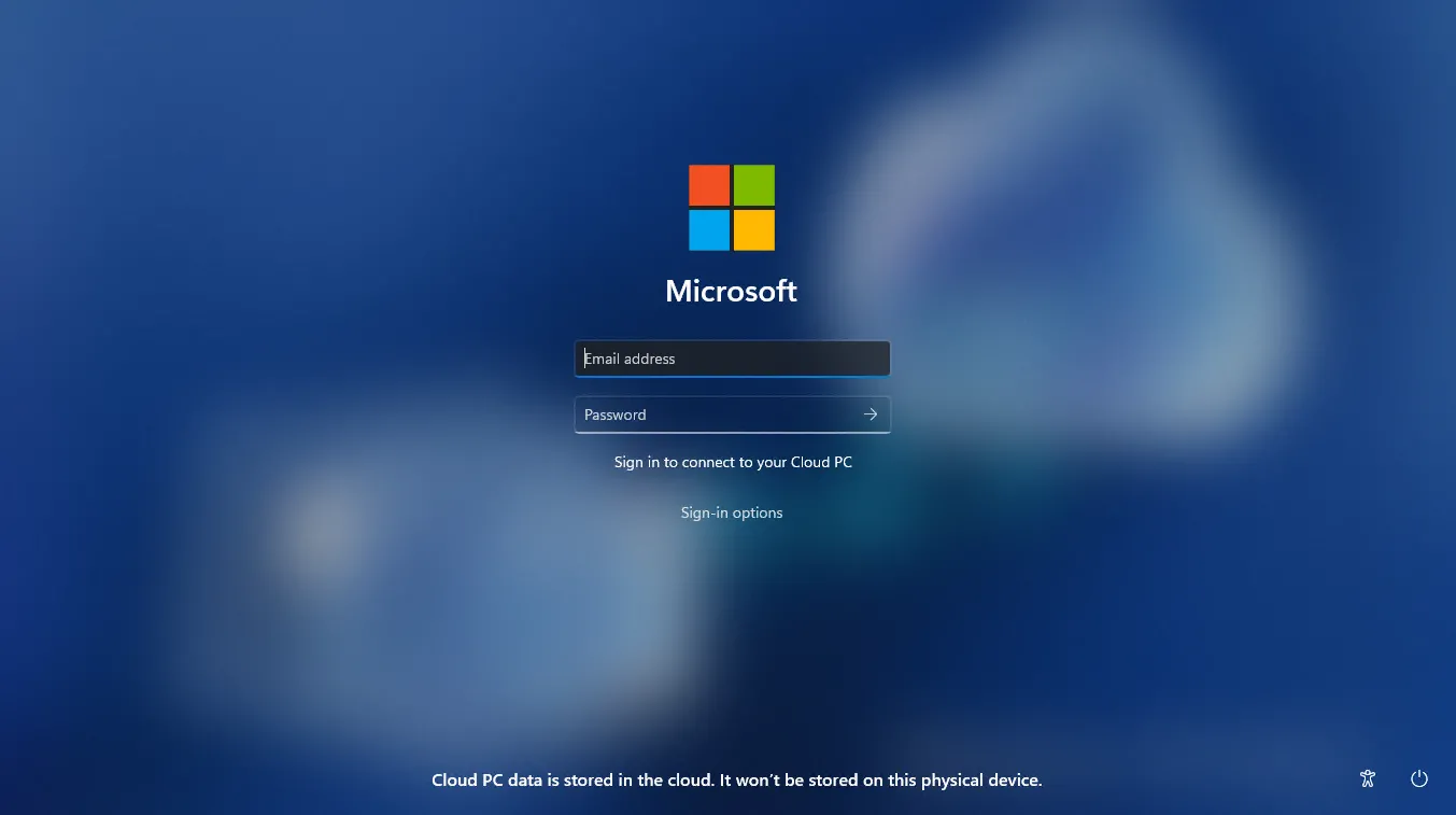 Giao diện đăng nhập tùy chỉnh của Windows 11 với logo Windows 365, thể hiện sự can thiệp vào hệ thống tài khoản