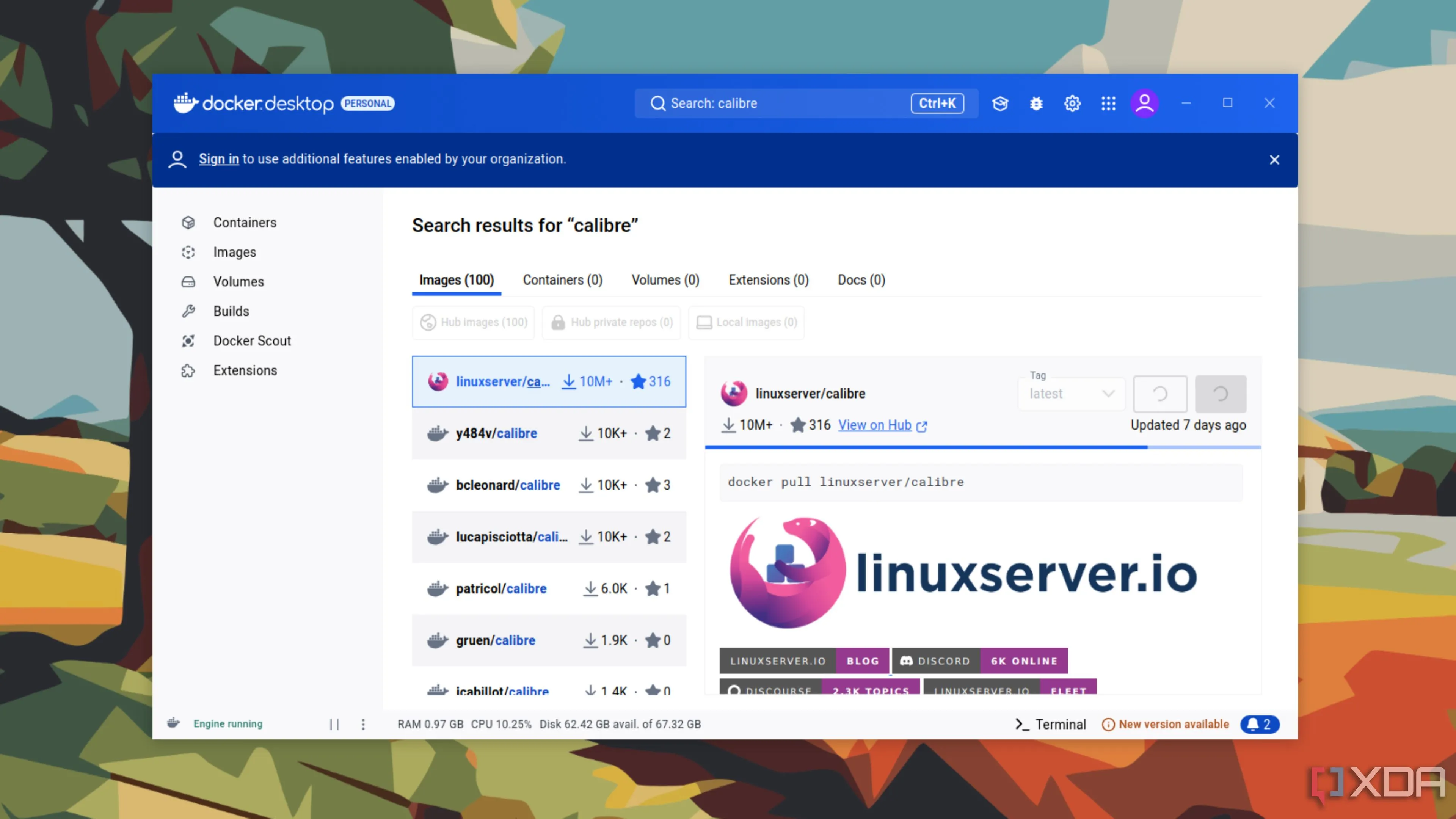 Giao diện Docker Desktop đang hoạt động, minh họa việc quản lý các container Docker