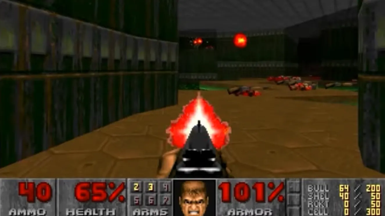 Giao diện game Doom được hiển thị bằng ký tự ASCII trong tệp TXT