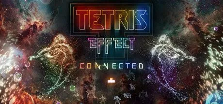 Giao diện gameplay đầy màu sắc và hiệu ứng ánh sáng của Tetris Effect: Connected.