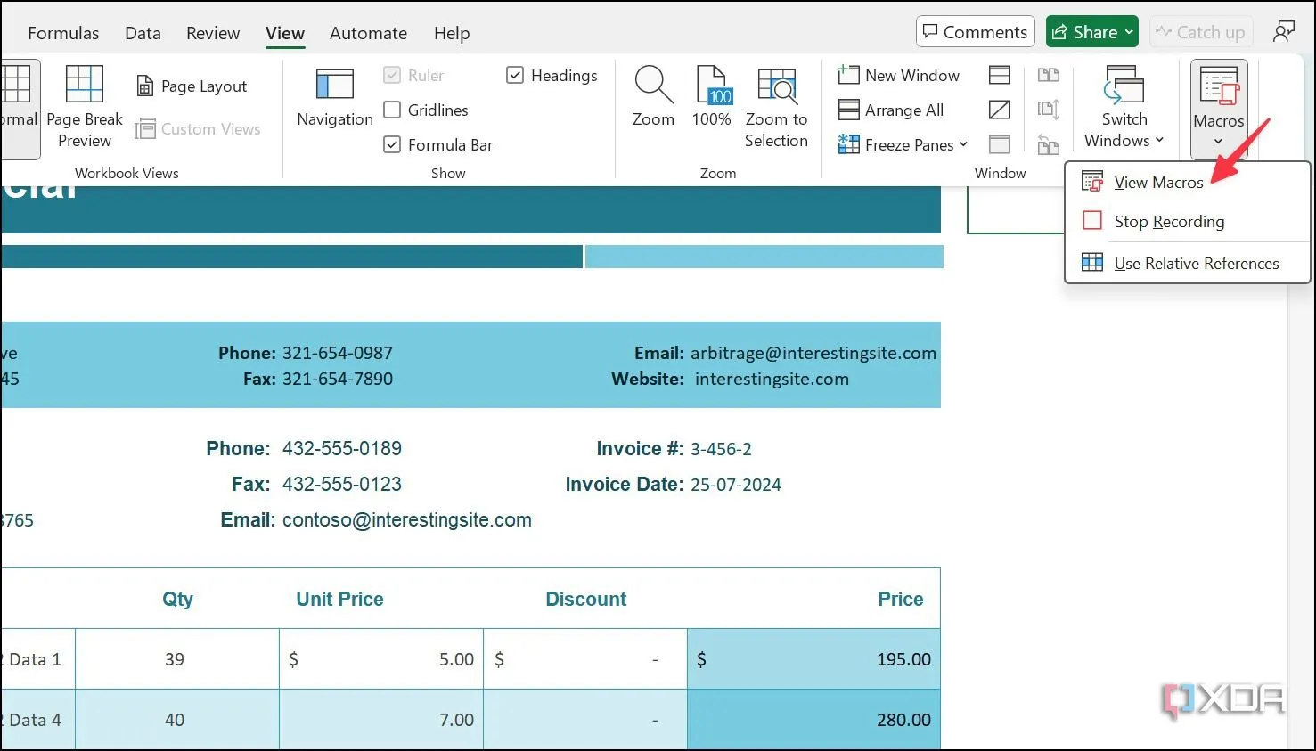 Giao diện ghi lại Macro trong Excel giúp tự động hóa các tác vụ lặp lại