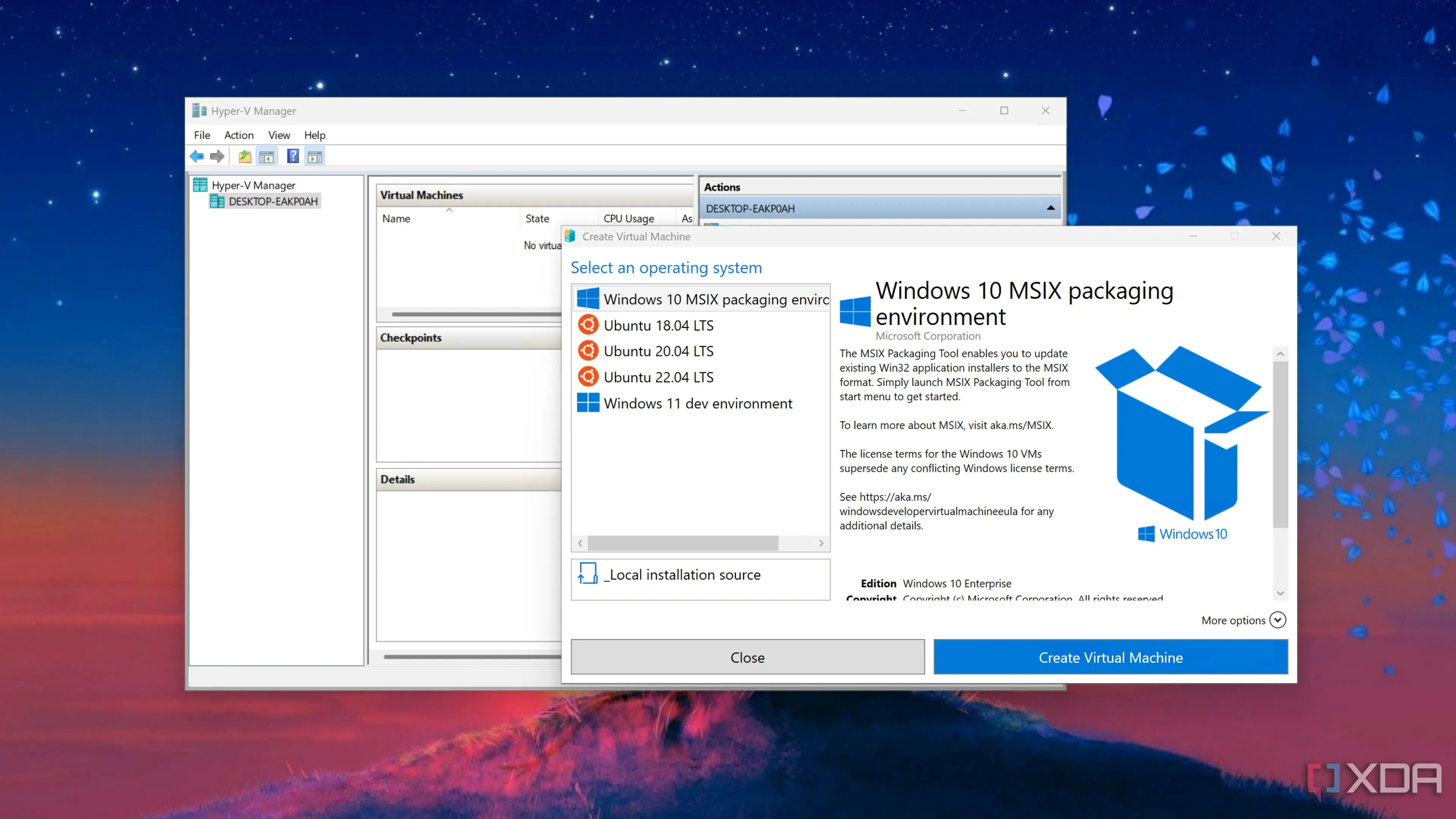 Giao diện Hyper-V khi đang cấu hình máy ảo Windows 11, minh họa quy trình tạo VM Windows thuận tiện