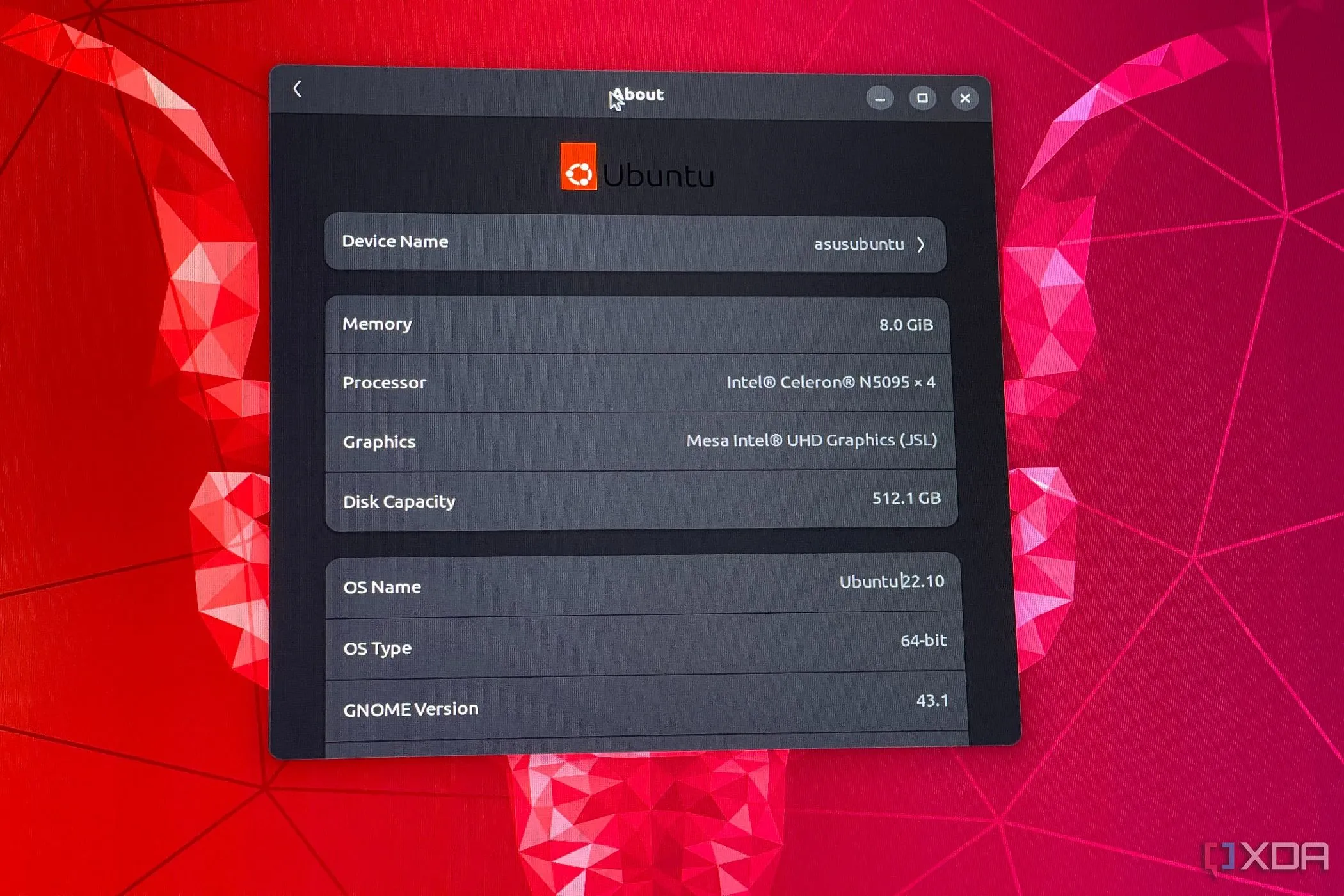 Giao diện kiểm tra thông số hệ thống trên Ubuntu, minh họa khả năng tương thích phần cứng đa dạng của Linux