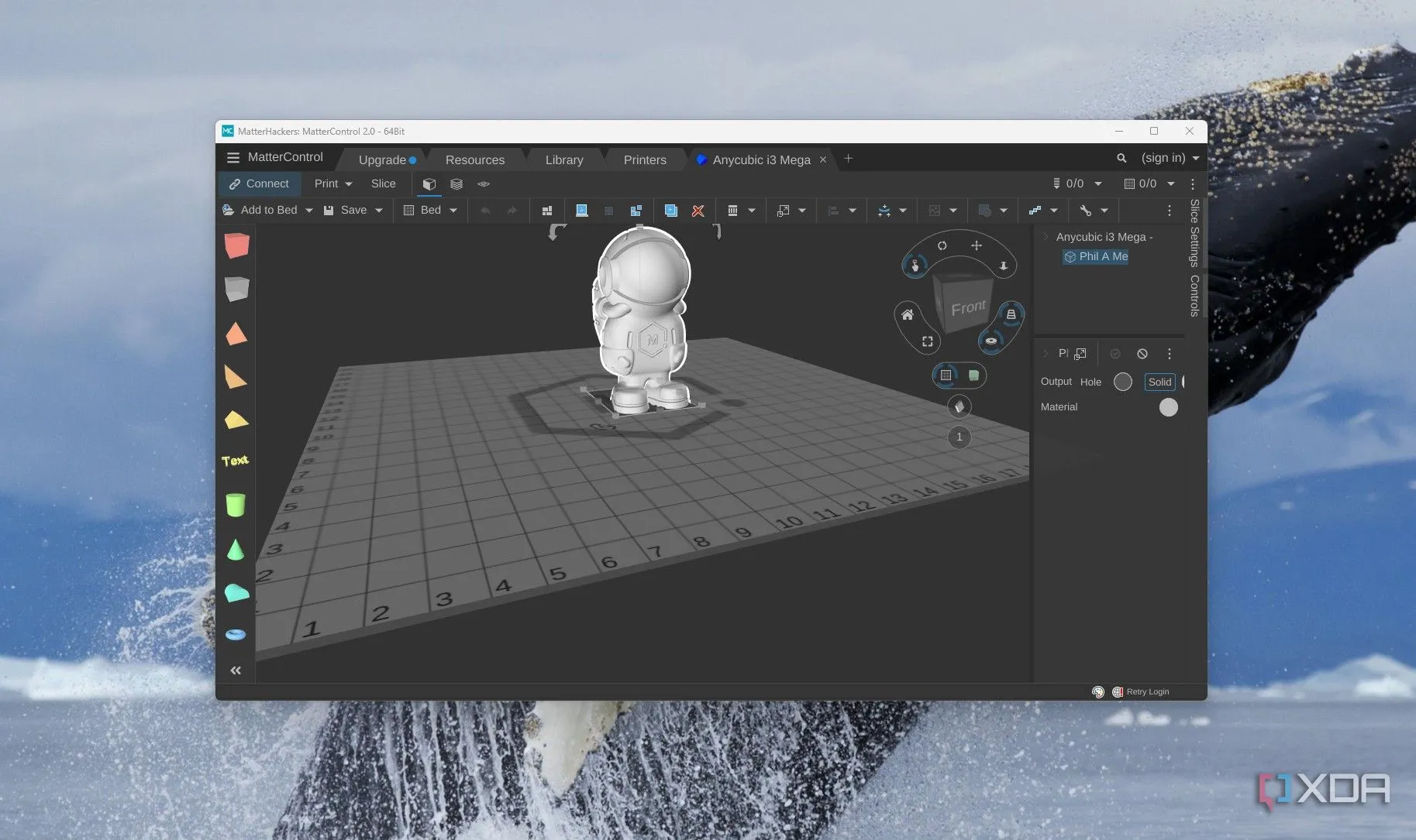 Giao diện MatterControl hiển thị mô hình 3D đang được mở để chỉnh sửa hoặc cắt lớp