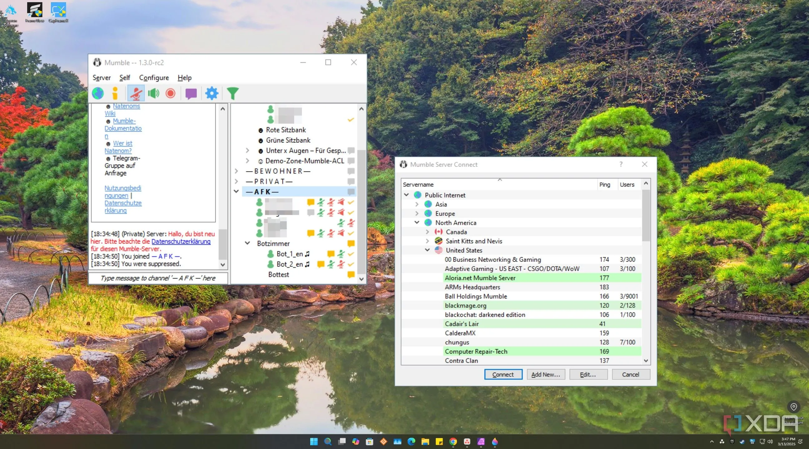 Giao diện Mumble trên máy tính chạy Windows