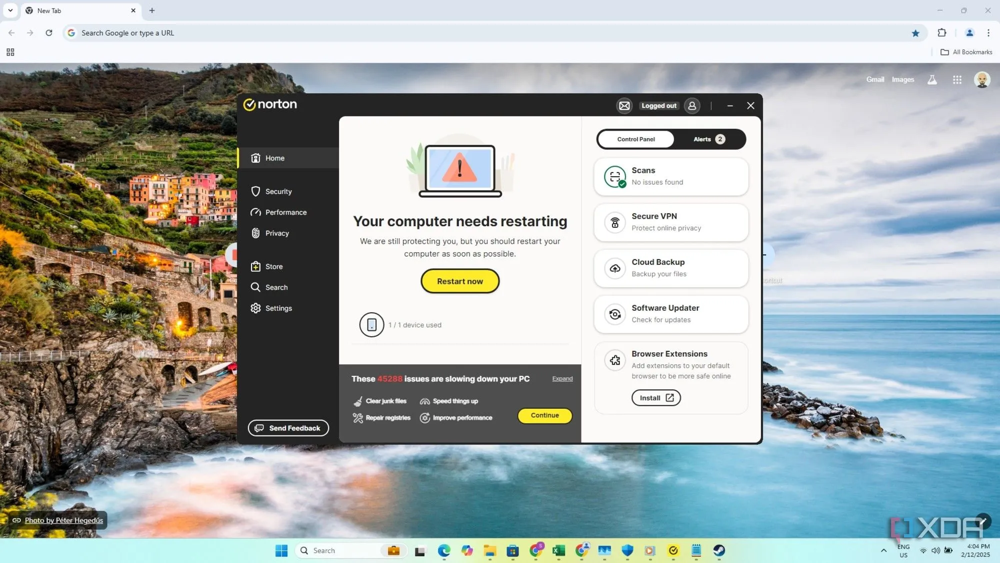 Giao diện phần mềm diệt virus Norton trên Windows 11
