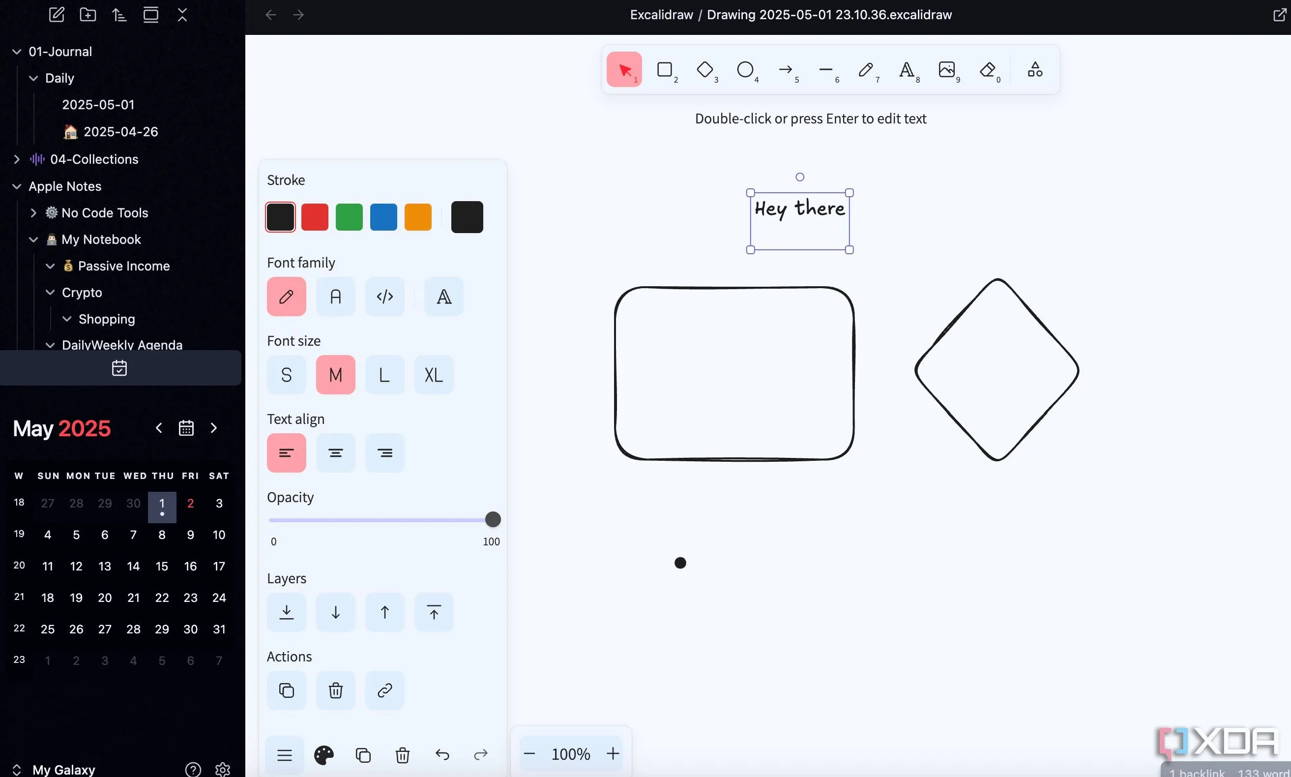 Giao diện plugin Excalidraw trong Obsidian, giúp trực quan hóa và động não ý tưởng bằng sơ đồ tư duy
