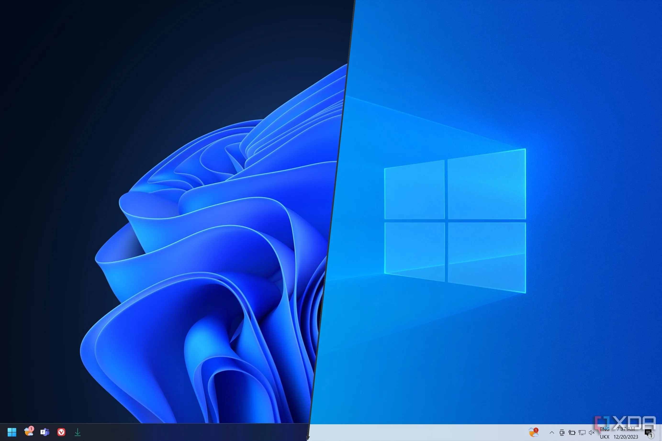 Giao diện so sánh Taskbar Windows 10 và Windows 11 sau cập nhật không còn hiển thị giây