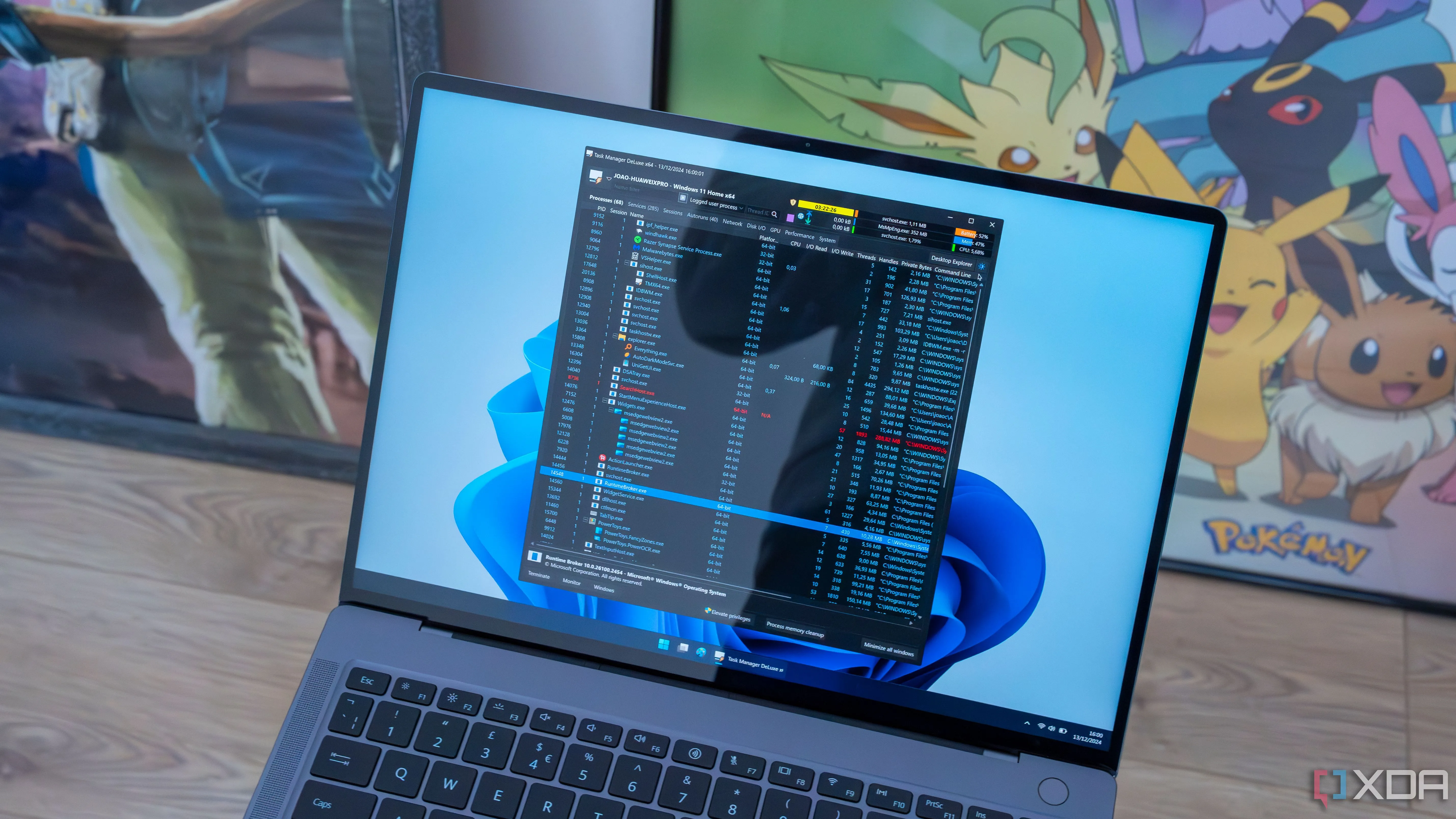 Giao diện Task Manager DeLuxe hiển thị các tiến trình tự khởi động trên Windows 11