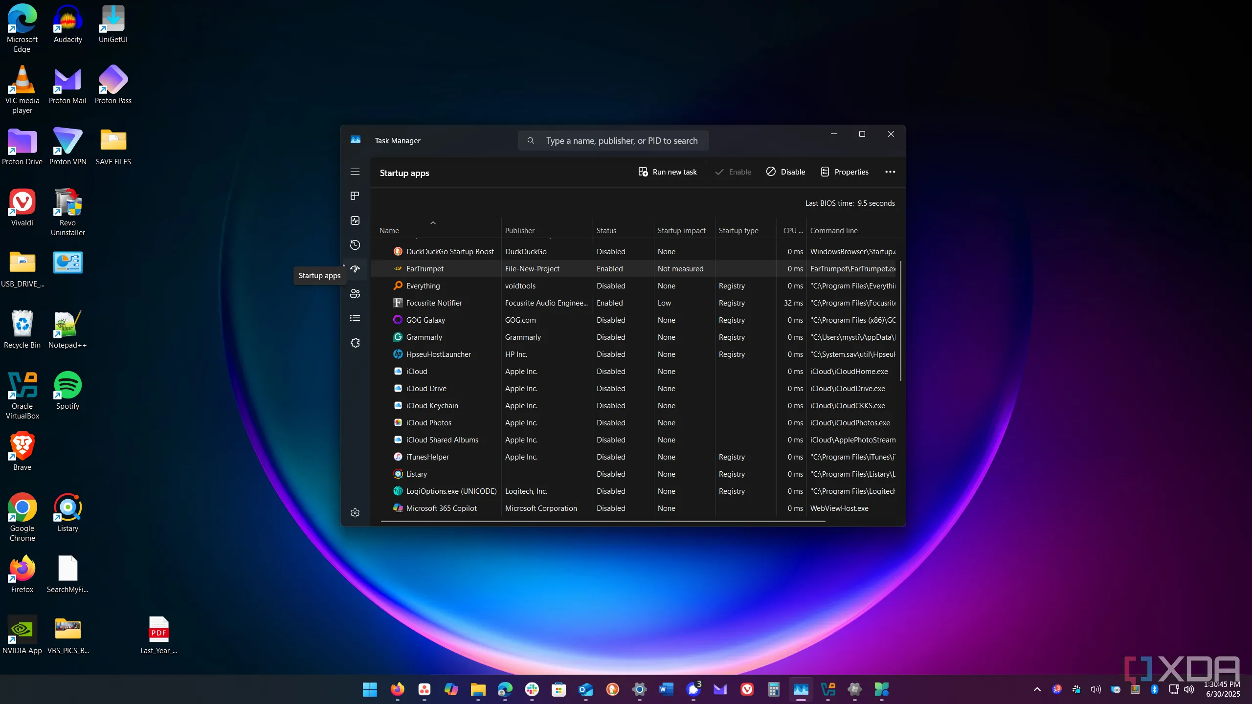 Giao diện Task Manager trên Windows 11, chọn tab Ứng dụng khởi động để quản lý chương trình khởi chạy