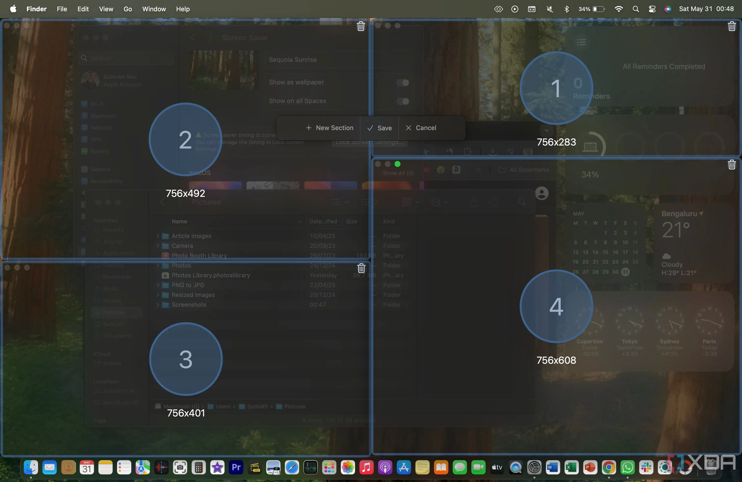 Giao diện thiết lập kích thước cửa sổ trong MacsyZones trên macOS