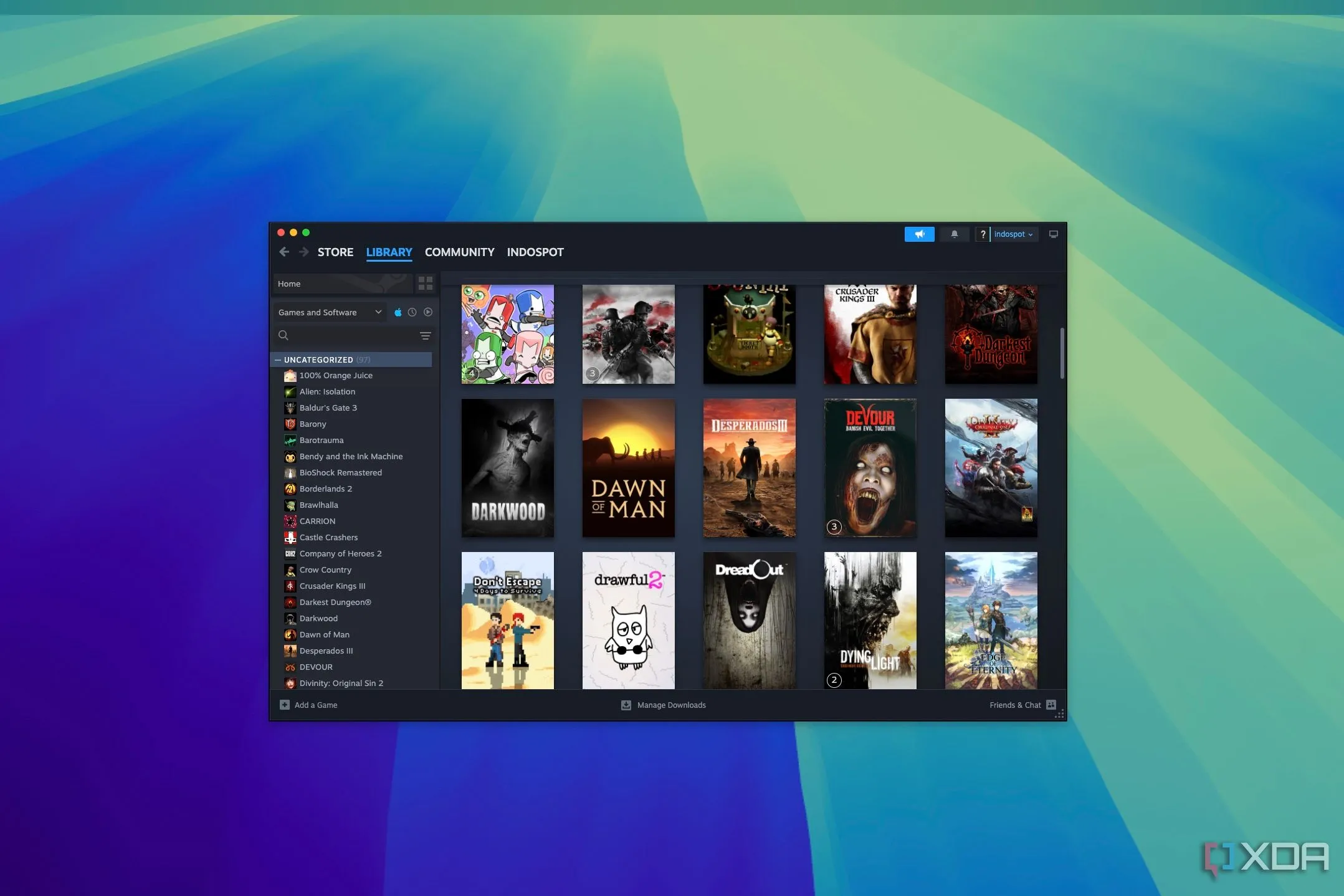 Giao diện thư viện game Steam với danh sách các trò chơi đã mua