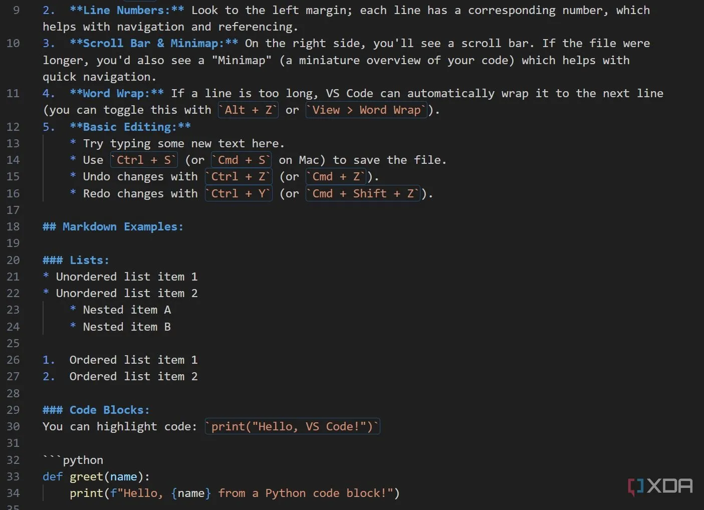 Giao diện tiện ích Markdown All in One trong VS Code hiển thị các tính năng soạn thảo