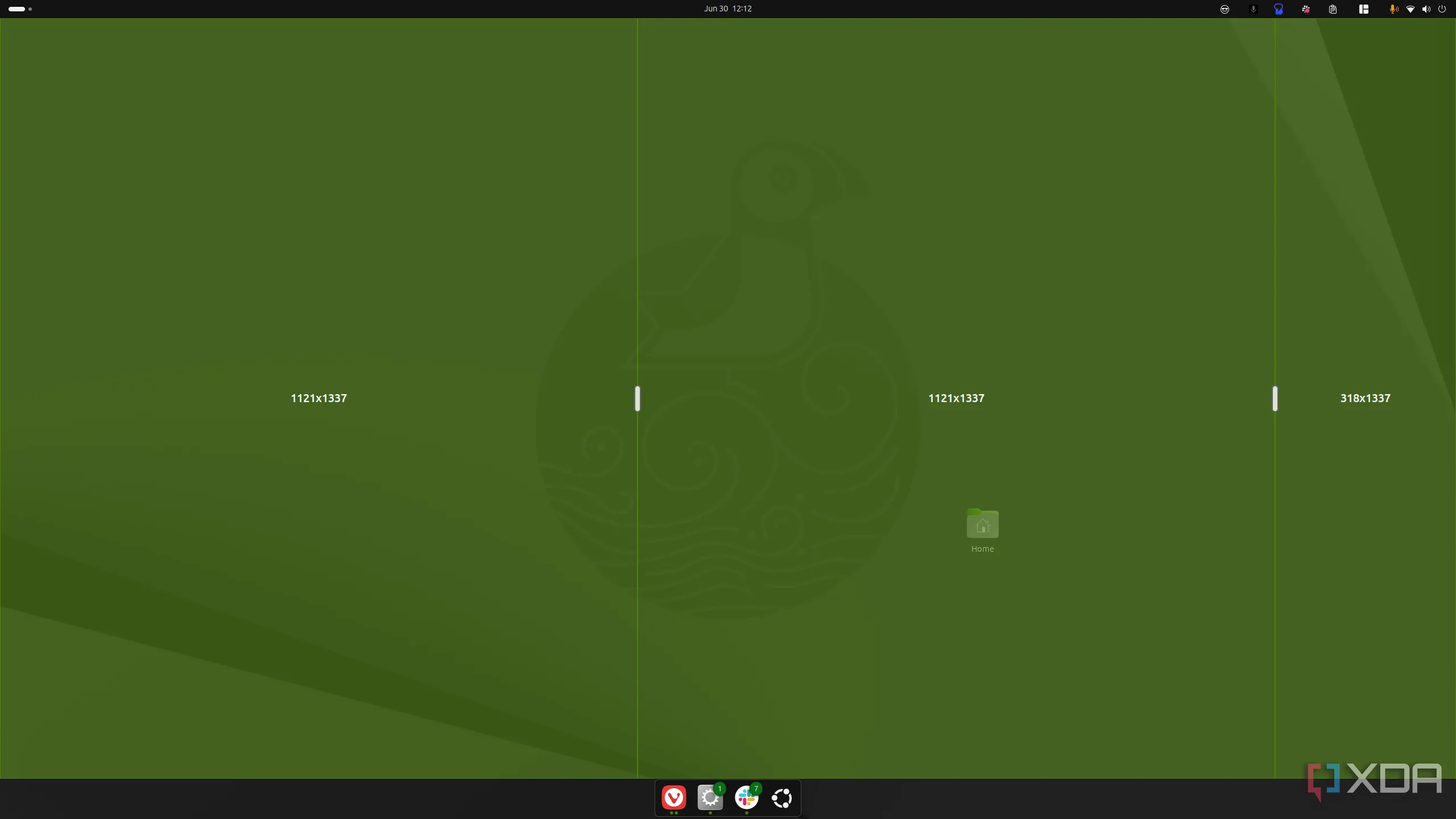 Giao diện Tiling Shell trên Ubuntu Linux với trình chỉnh sửa bố cục