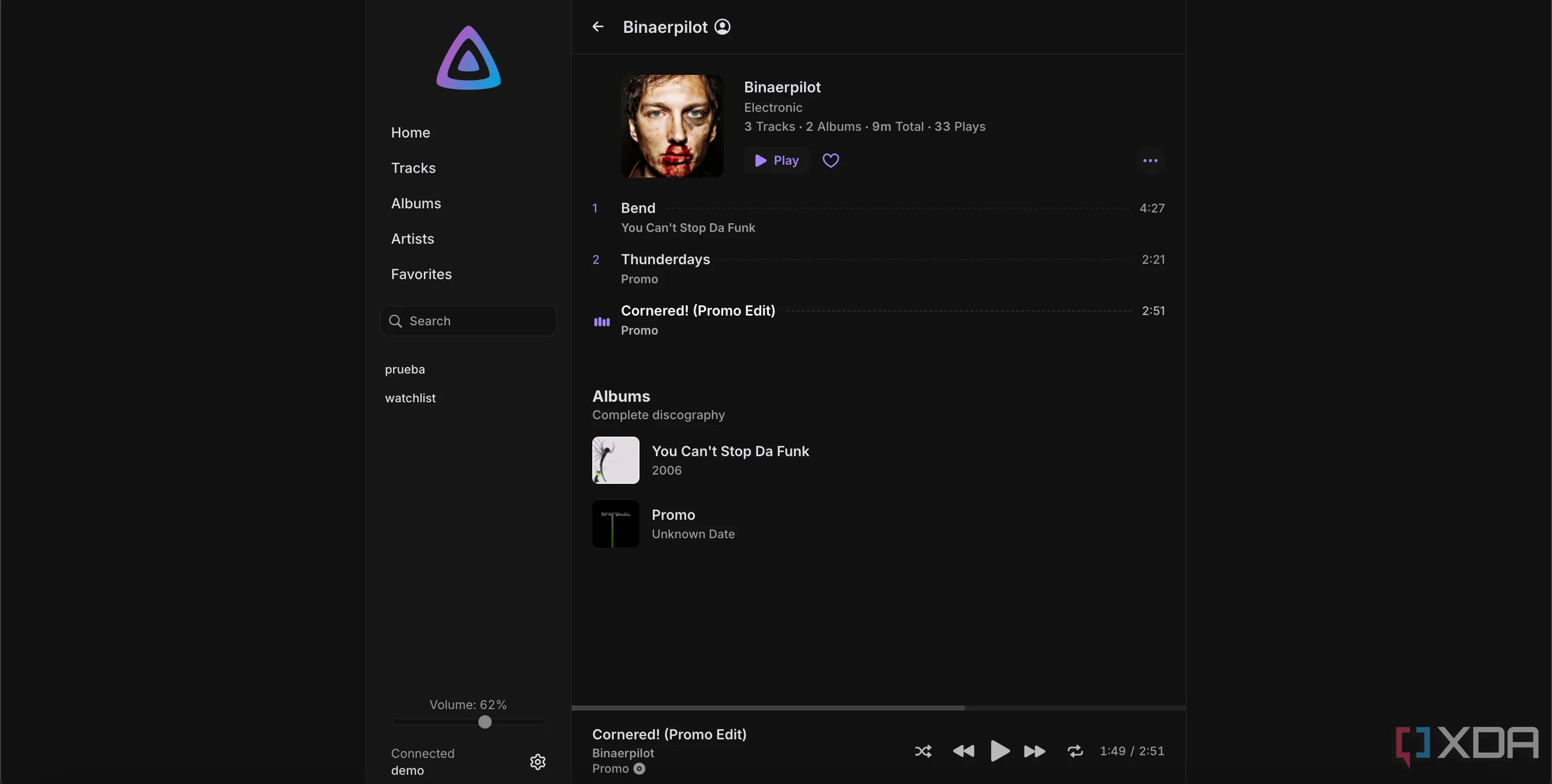 Giao diện tổng quan các bản nhạc trên Jelly Music App