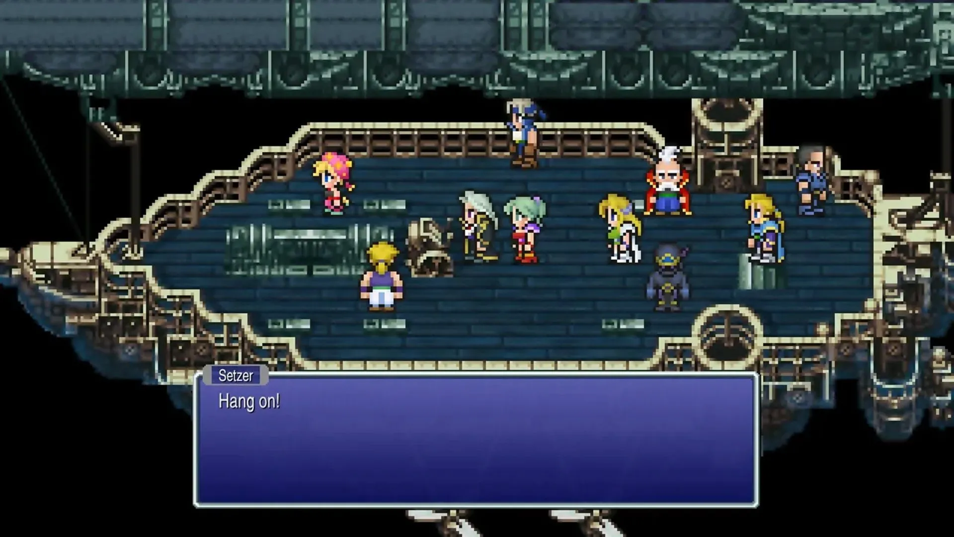 Giao diện trò chơi Final Fantasy VI phiên bản Pixel Remaster thể hiện phong cách đồ họa cổ điển
