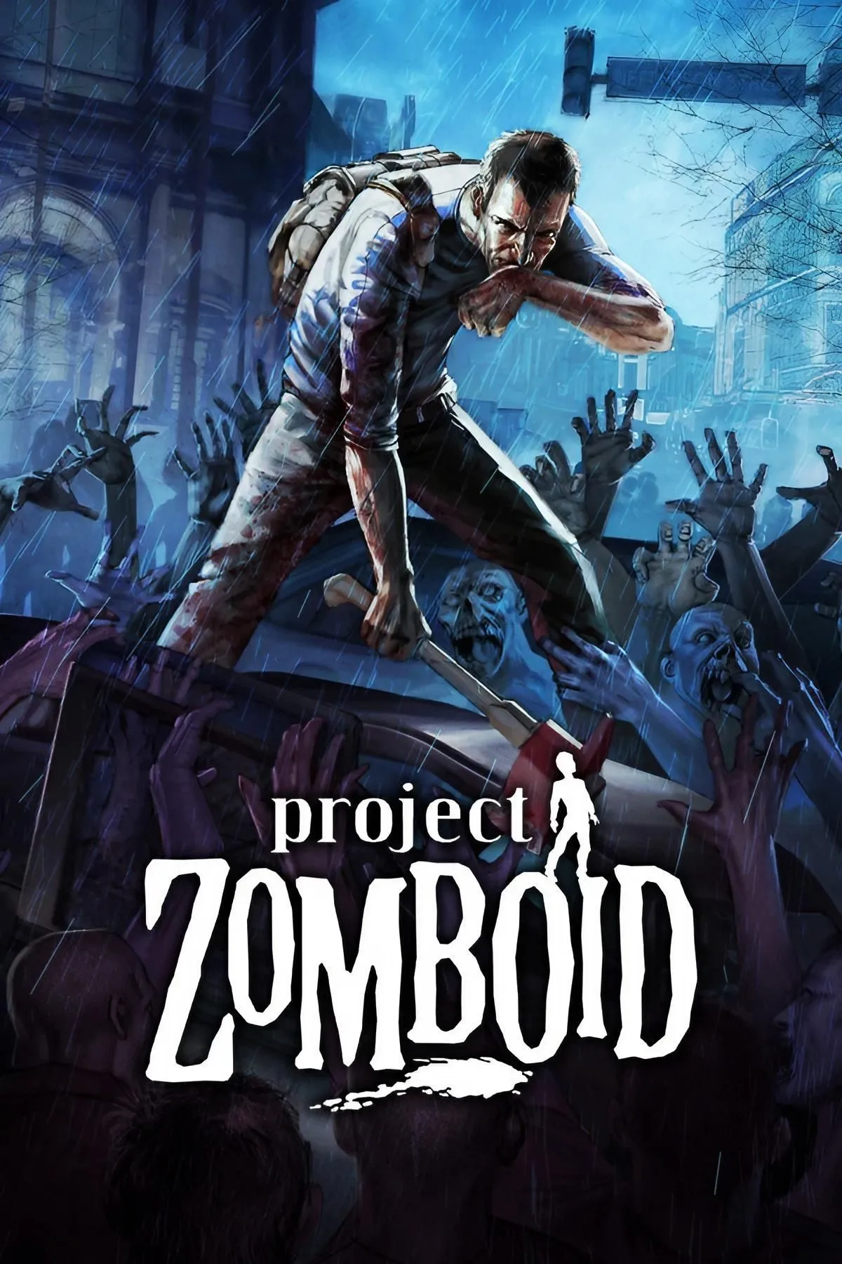 Giao diện trò chơi Project Zomboid isometric với nhân vật đang di chuyển trên đường