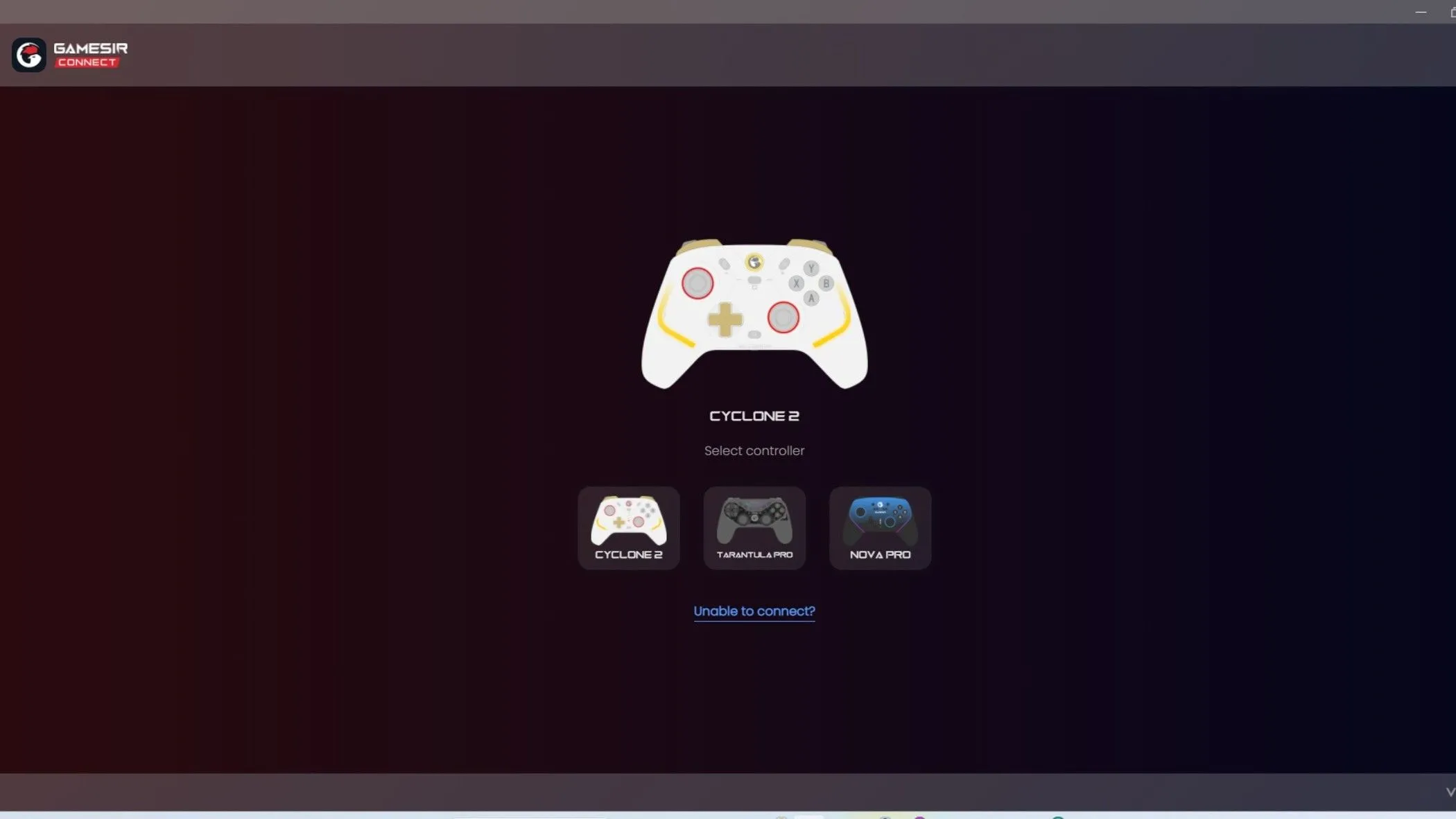 Giao diện ứng dụng GameSir Connect trên màn hình