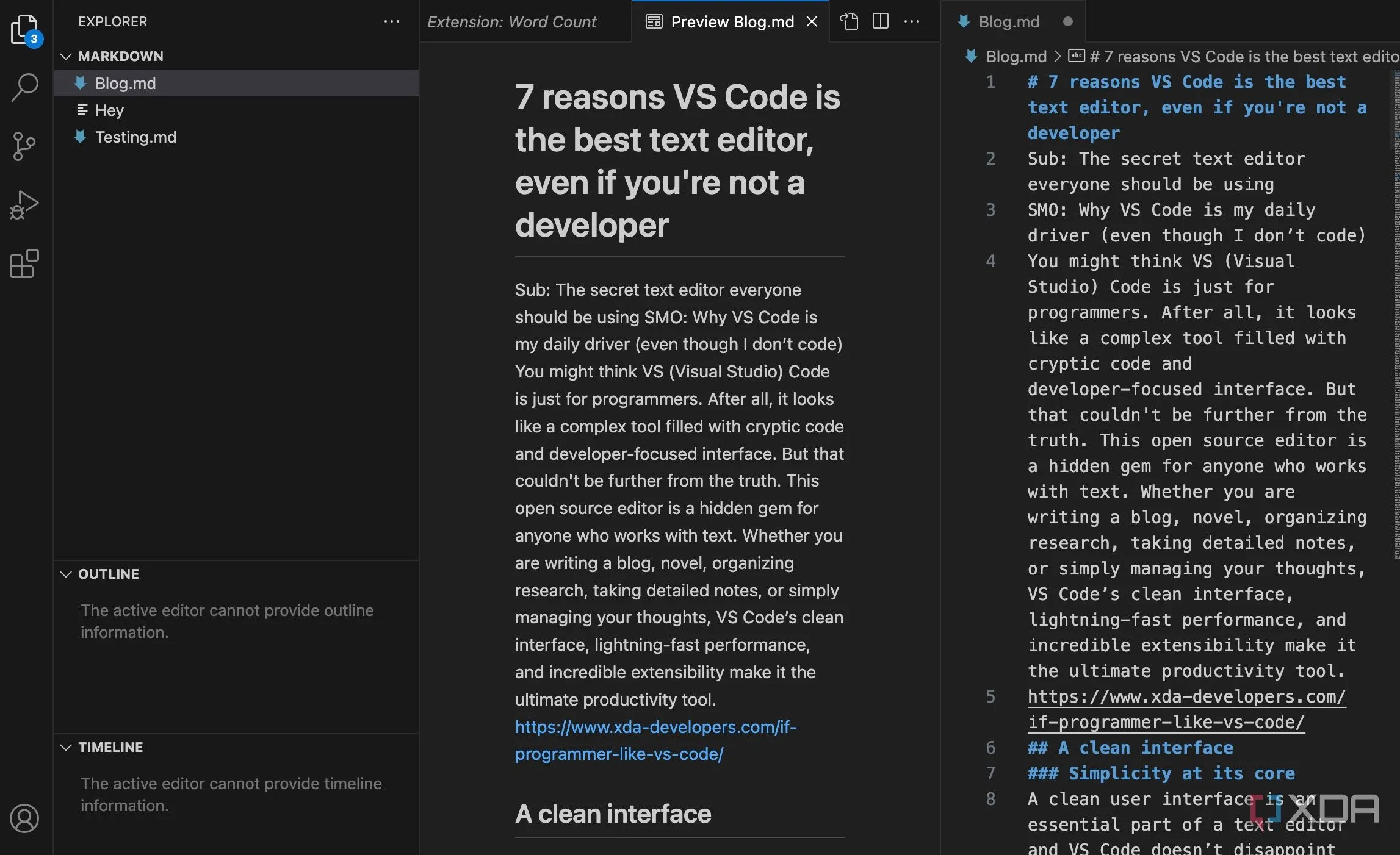 Giao diện VS Code hiển thị tính năng chia đôi màn hình làm việc với nhiều tệp tin