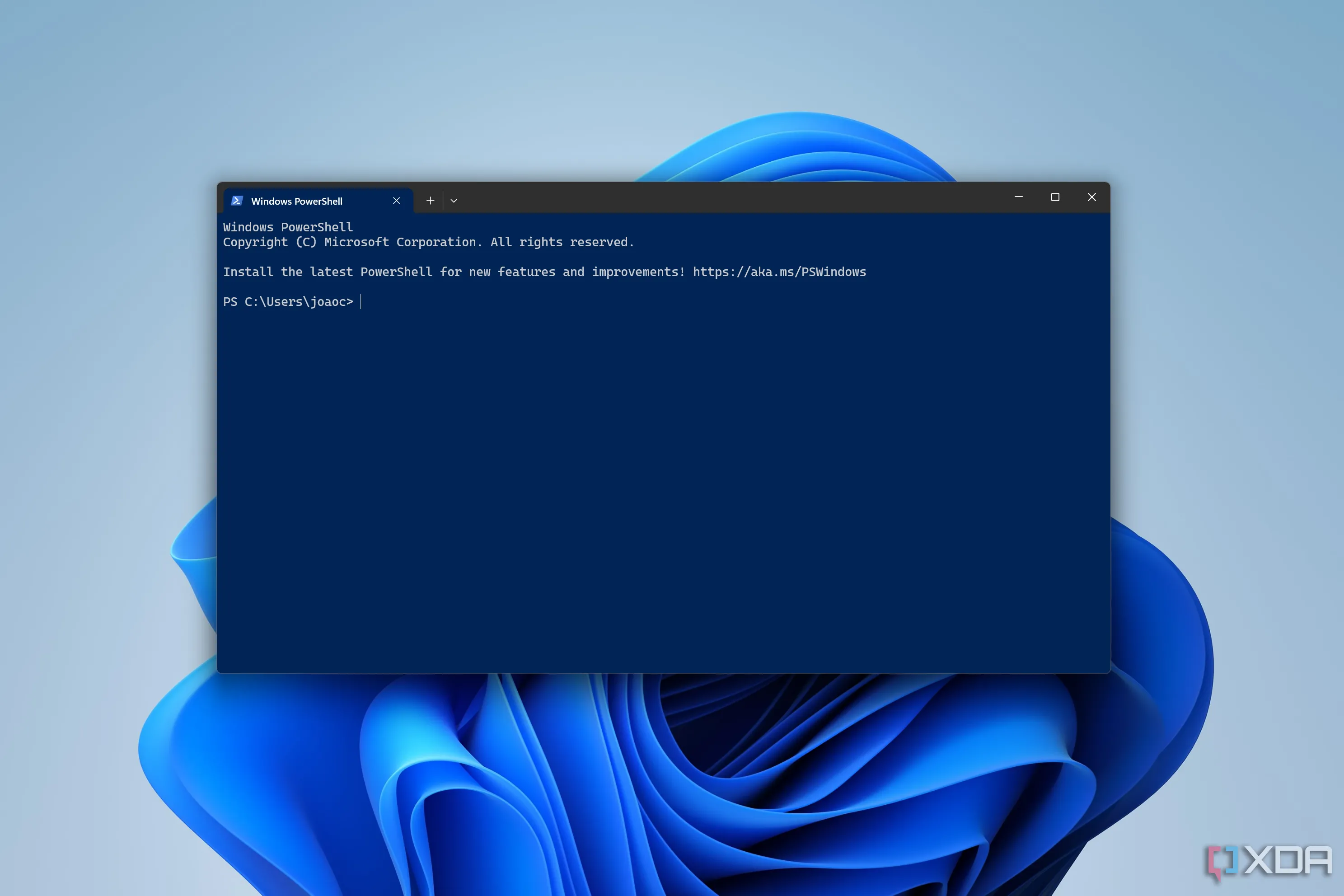 Giao diện Windows PowerShell trên Windows 11, hiển thị một cửa sổ dòng lệnh.