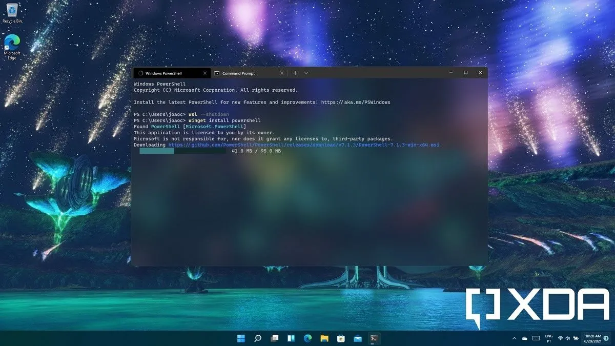 Giao diện Windows Terminal hoạt động trên hệ điều hành Windows 11