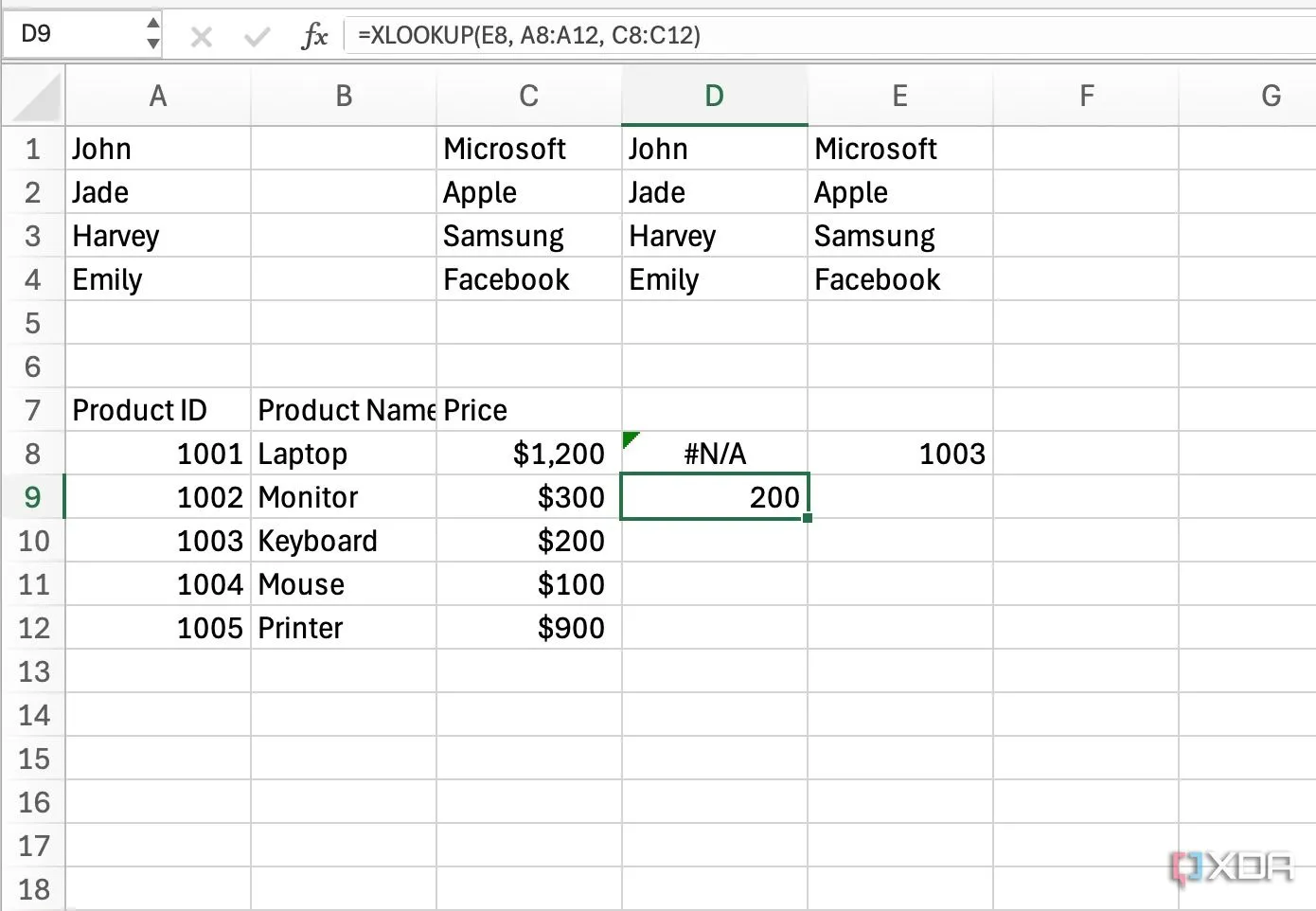 Hàm XLOOKUP trong Excel thay thế VLOOKUP