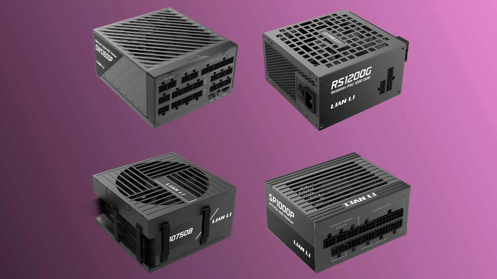 Hình ảnh các dòng bộ nguồn máy tính (PSU) Lian Li mới được giới thiệu tại sự kiện Computex 2025