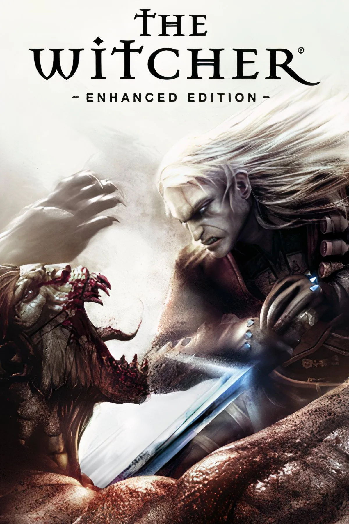 Hình ảnh cắt ghép hiển thị một cảnh từ The Witcher: Enhanced Edition, phiên bản đầu tiên của series game nhập vai hành động nổi tiếng.