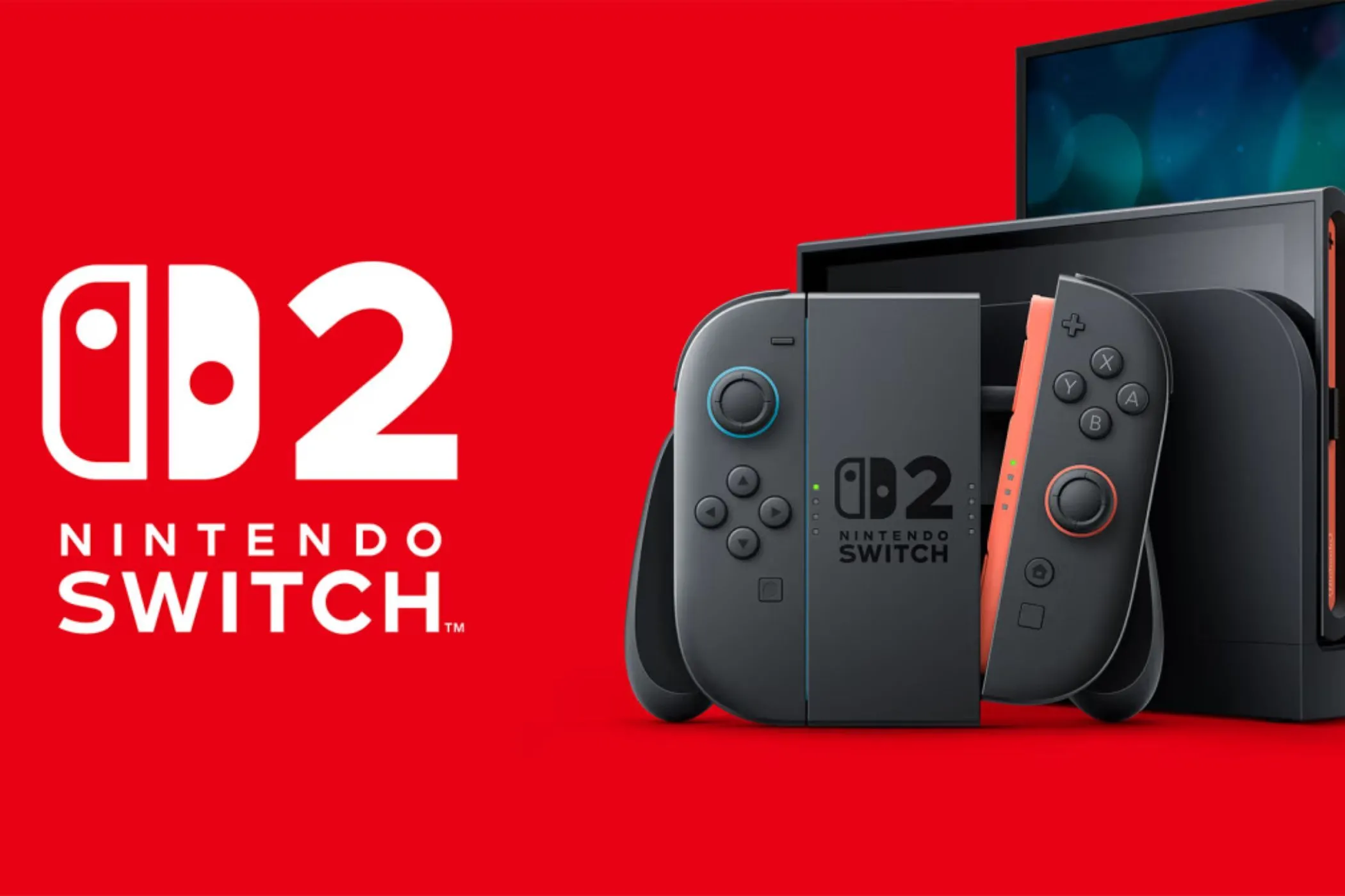 Hình ảnh console Nintendo Switch 2 với logo, thể hiện thiết kế của máy