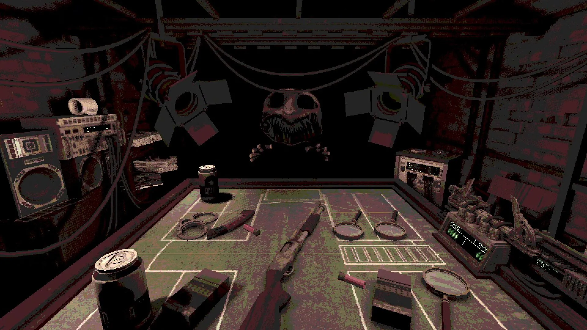 Hình ảnh game Buckshot Roulette, một tựa game indie kinh dị được giảm giá trên Steam