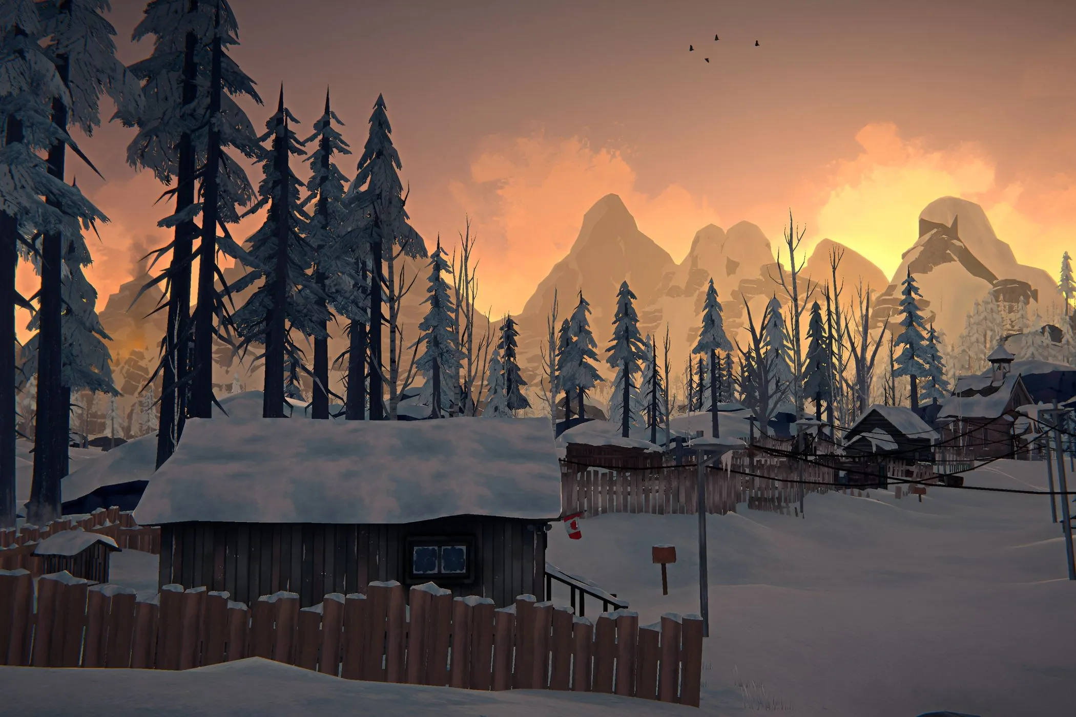 Hình ảnh game The Long Dark với khung cảnh mùa đông Canada lúc bình minh