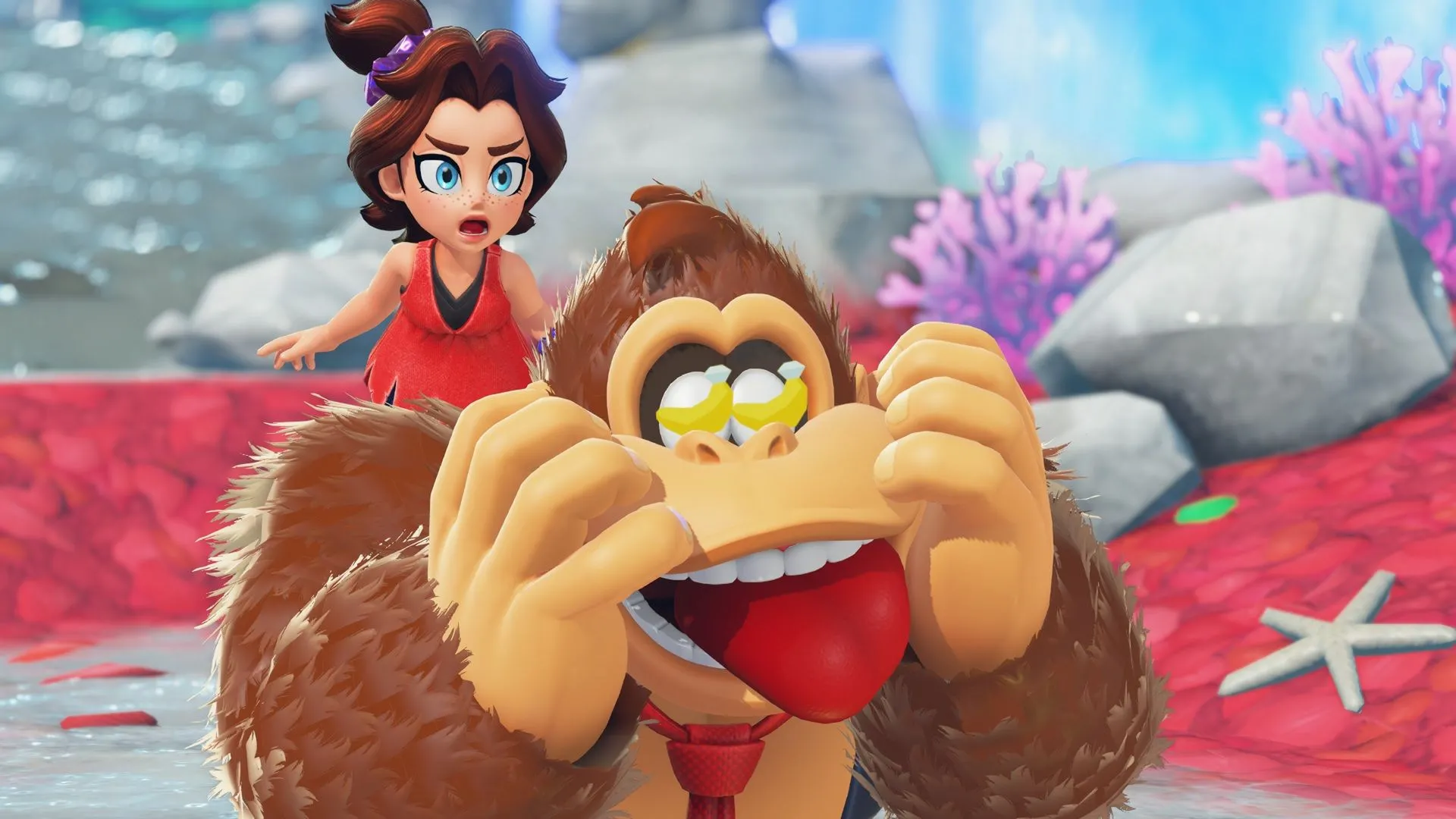 Hình ảnh gameplay sắc nét của tựa game Donkey Kong Bananza trên Nintendo Switch 2.