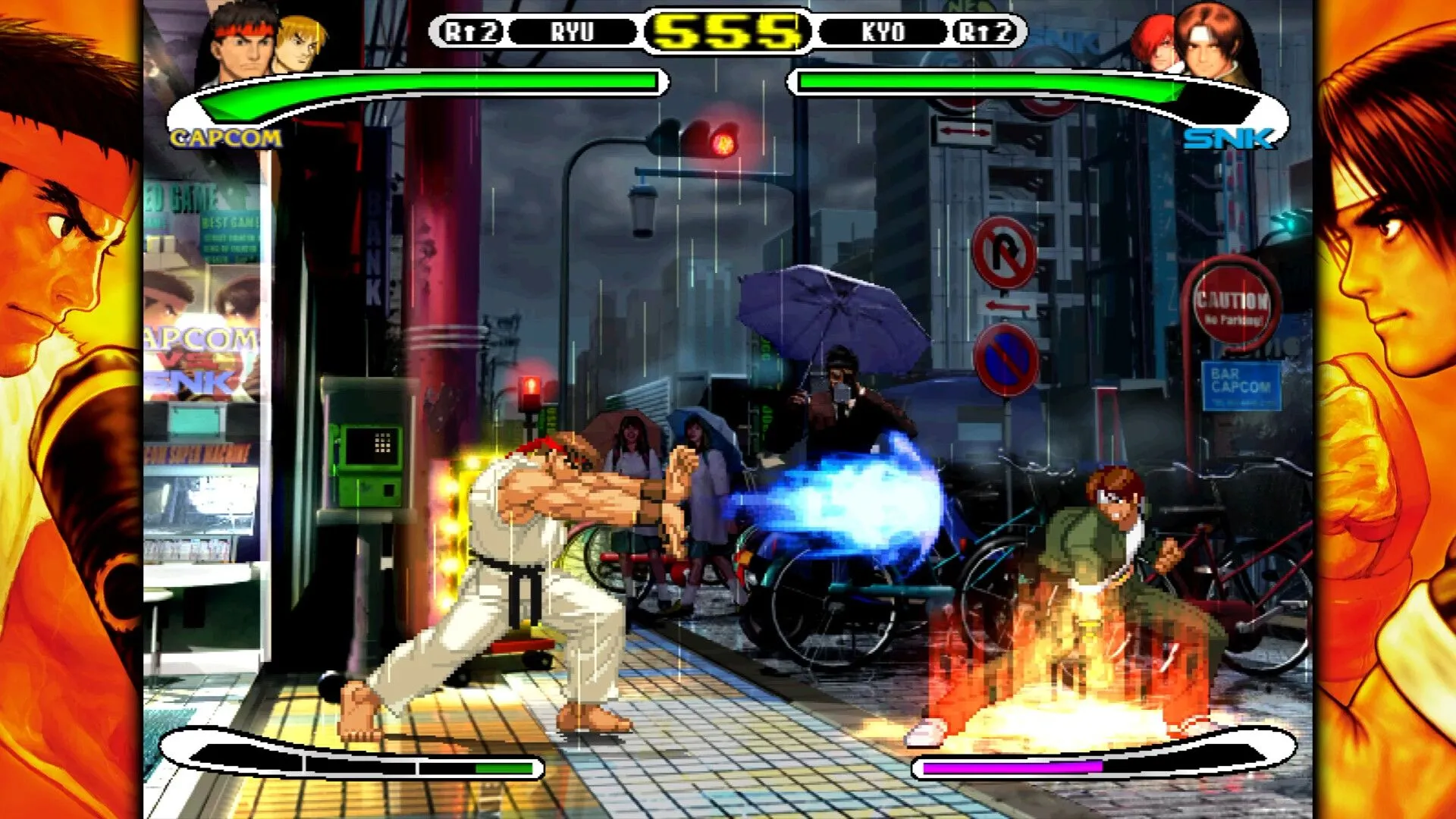 Hình ảnh gameplay từ một tựa game đối kháng trong Capcom Fighting Collection 2, thể hiện đồ họa arcade cổ điển được tái hiện sắc nét