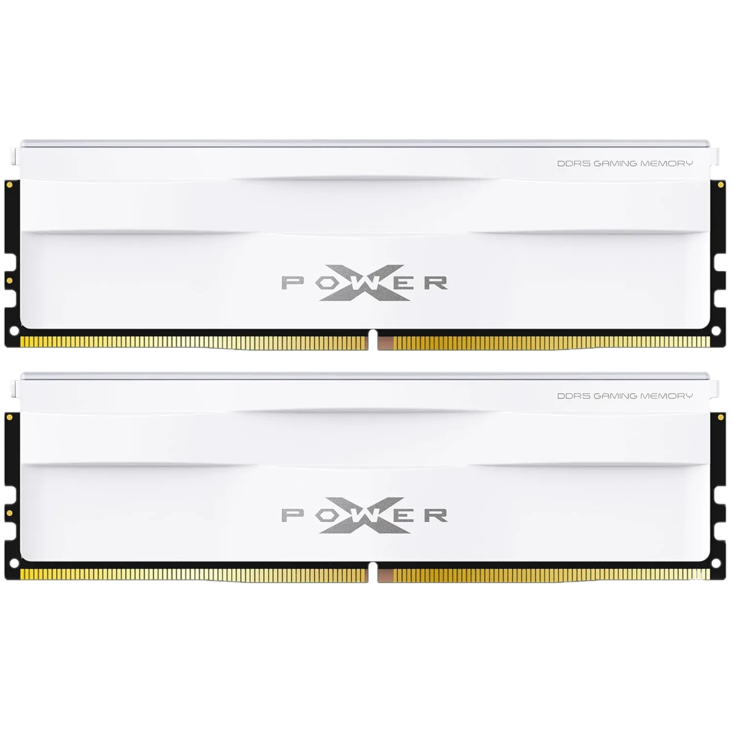 Hình ảnh hai thanh RAM DDR5 màu trắng từ Silicon Power