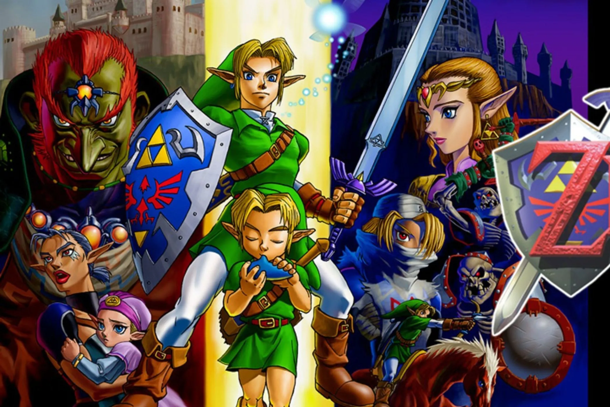 Hình ảnh Key art của The Legend of Zelda: Ocarina of Time, một tựa game 3D kinh điển