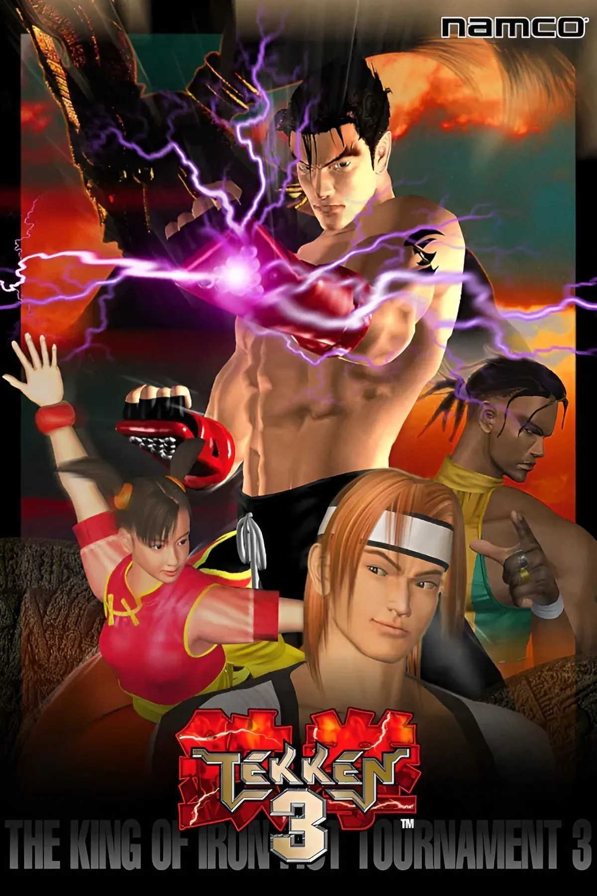 Hình ảnh logo và nhân vật trong game đối kháng Tekken 3 trên PS1