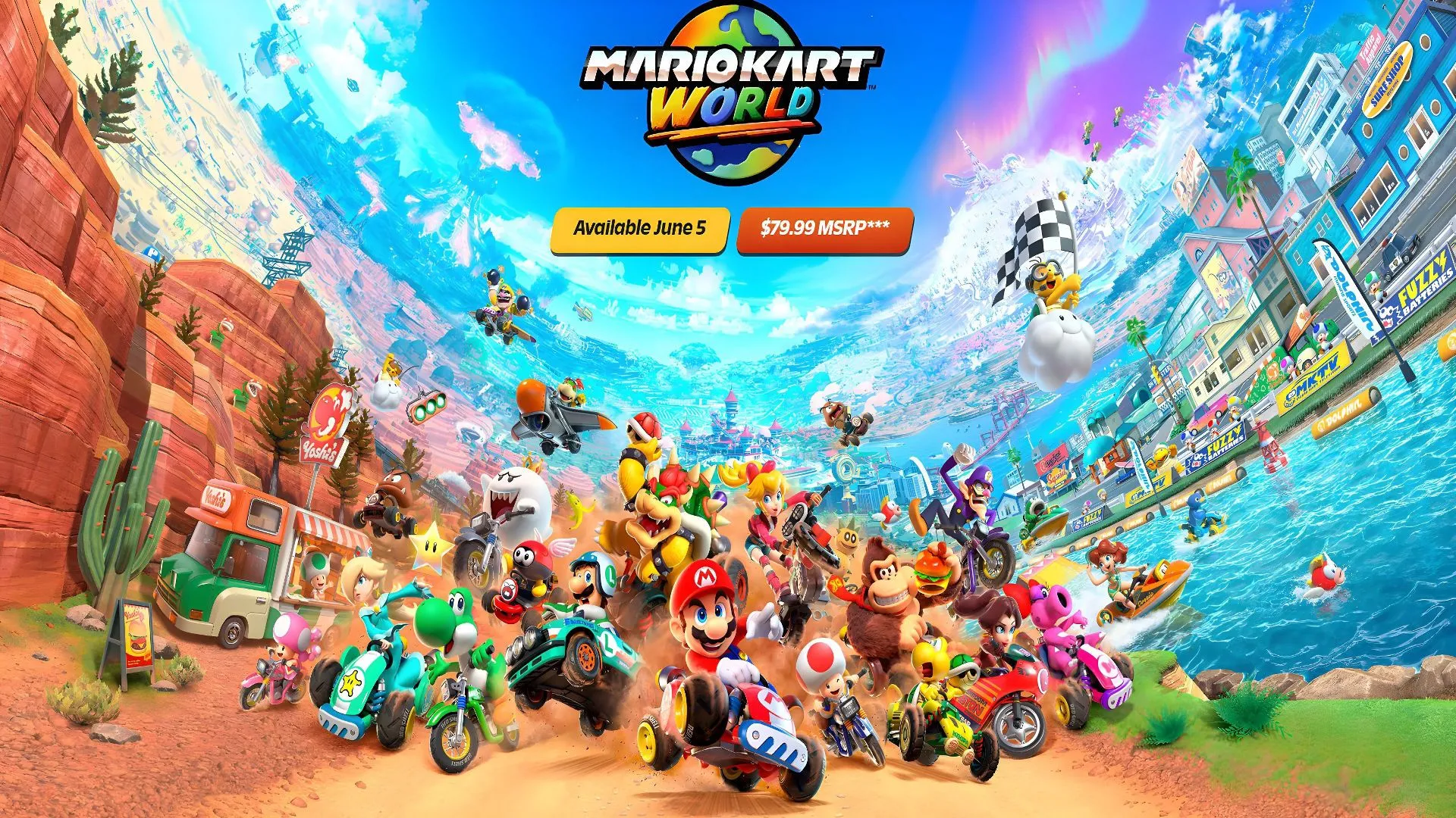 Hình ảnh Mario Kart World với mức giá 80 USD trên nền tảng Nintendo Switch 2