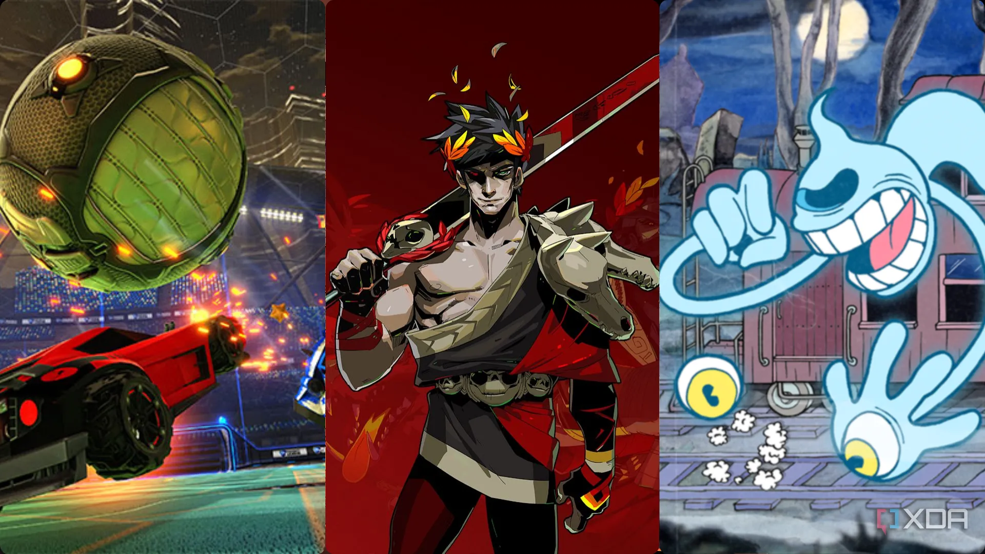 Hình ảnh minh họa các game indie nổi tiếng như Rocket League, Hades và Cuphead, những tựa game thành công vượt trội dù đối mặt với chính sách hoàn tiền Steam