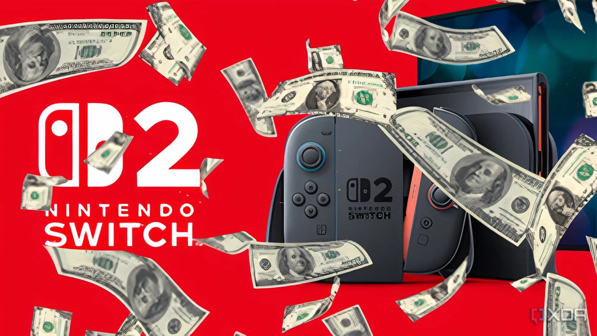 Hình ảnh minh họa Nintendo Switch 2 nhận cơn mưa tiền, thể hiện chi phí đắt đỏ của các thế hệ console mới.