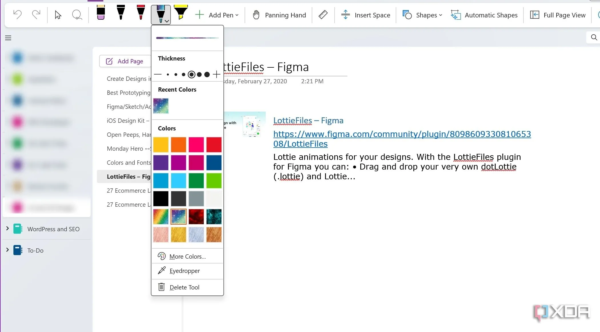 Hình ảnh một ghi chú với chữ viết tay trong OneNote, thể hiện sự linh hoạt của canvas