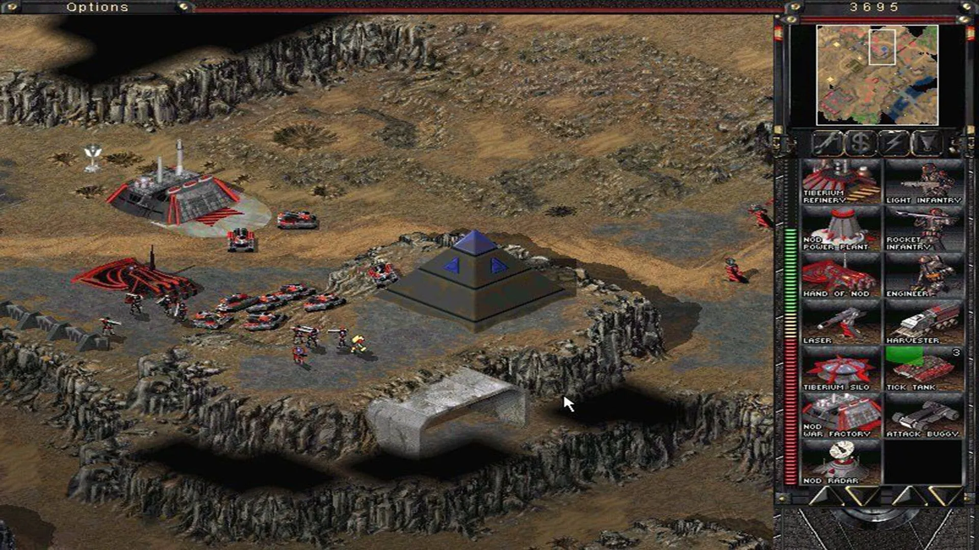 Hình ảnh một màn hình game Command & Conquer Tiberian Sun với giao diện cửa hàng của phe Nod