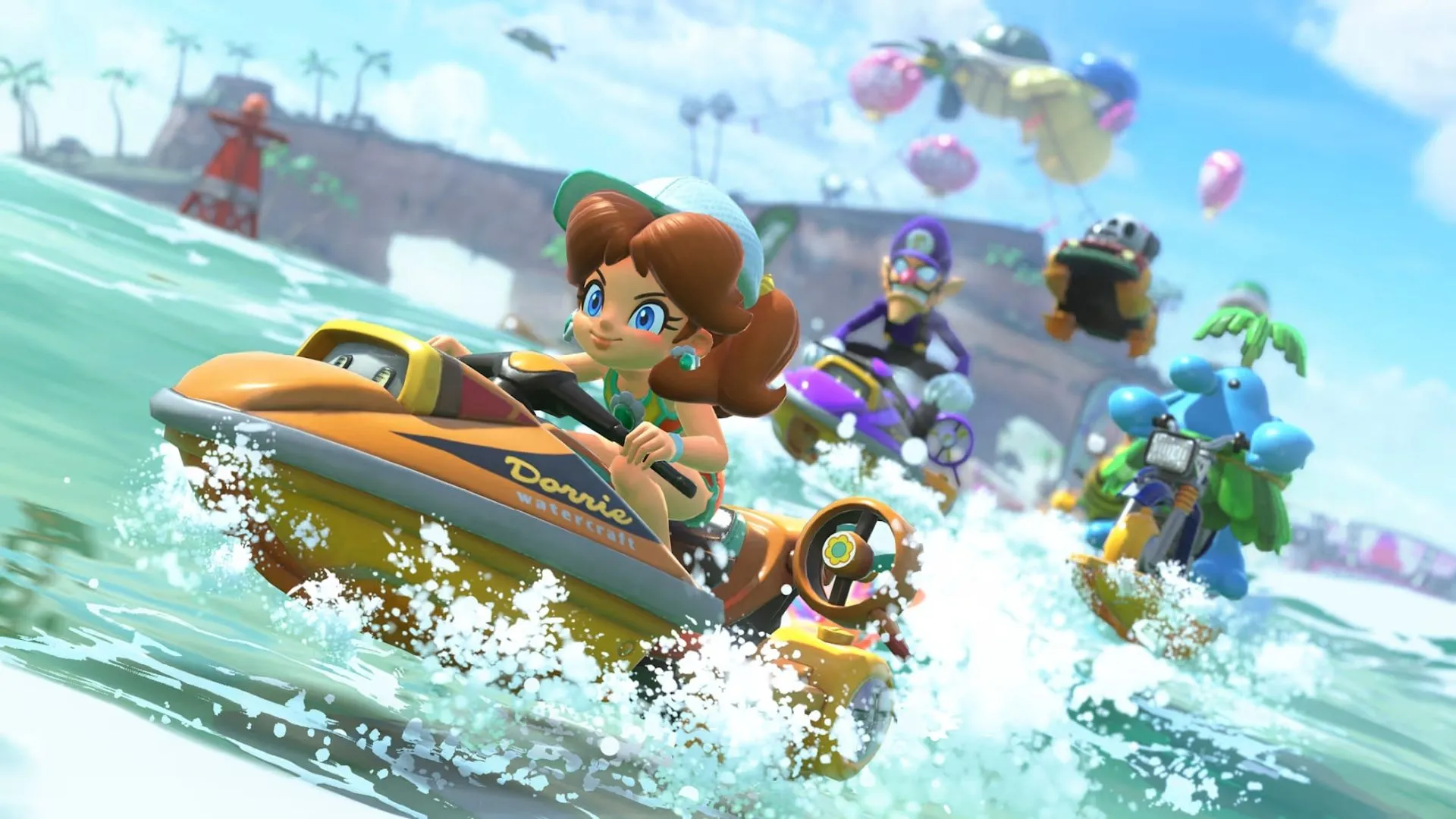 Hình ảnh một nhân vật đua xe Mario Kart World đang tập trung điều khiển